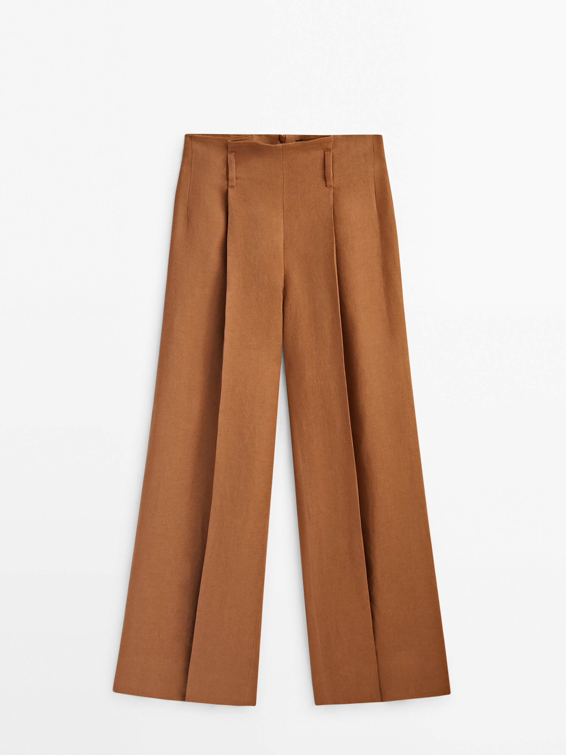Pantalón lino paperbag -Studio - CAMEL