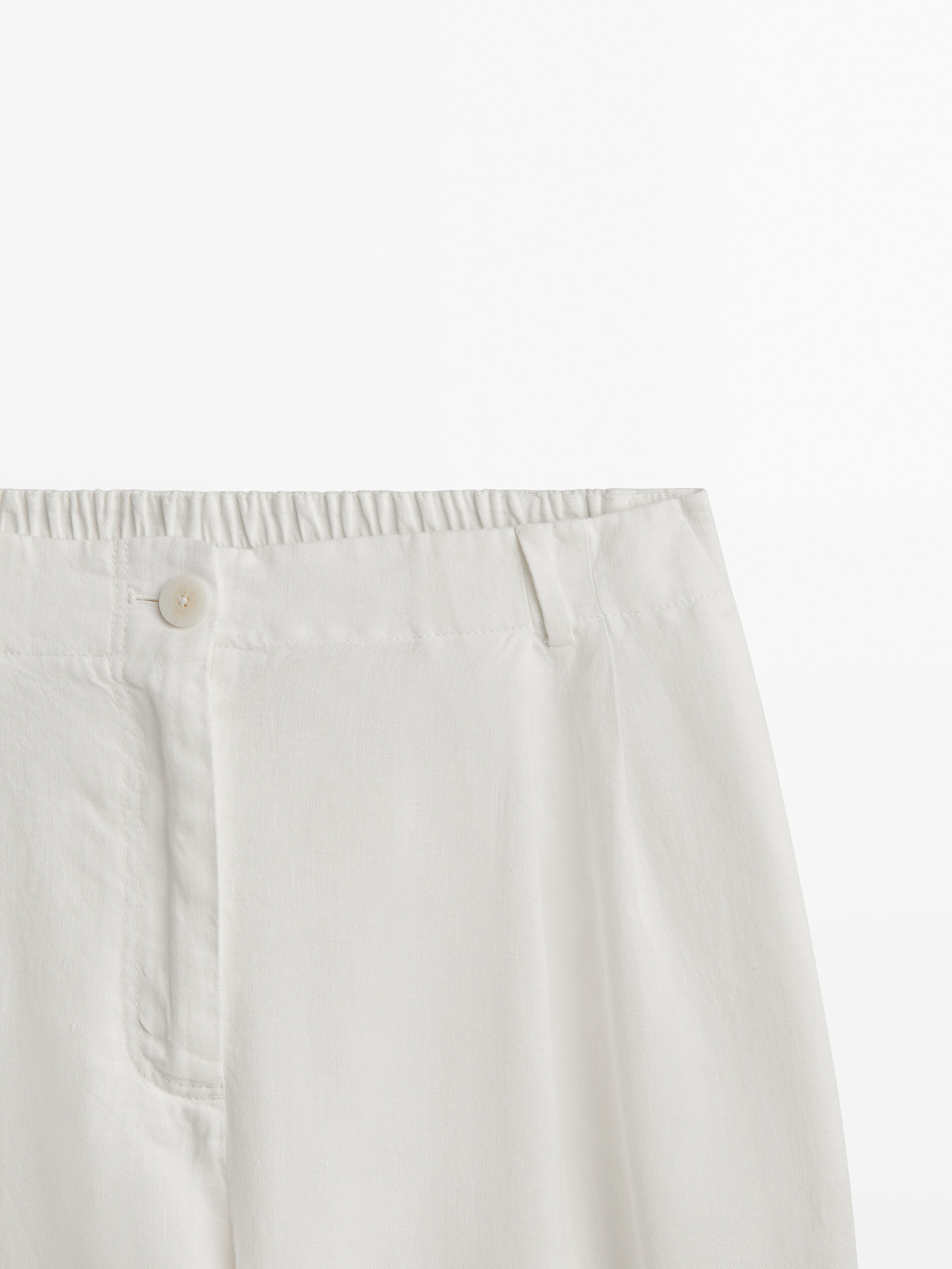 Pantalón pinzas mezcla lino - CRUDO