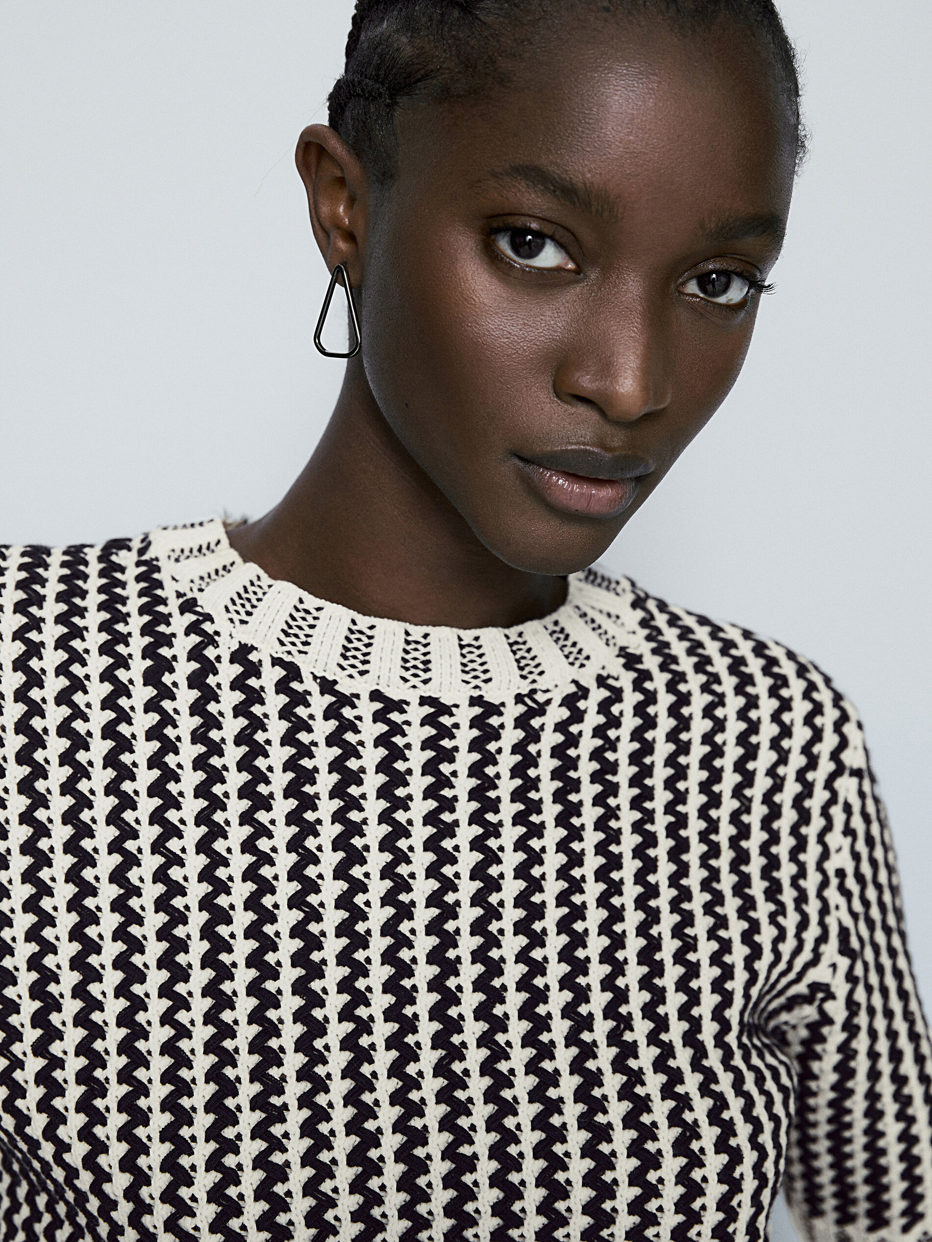 Jersey punto manga corta zigzag - AZUL MARINO