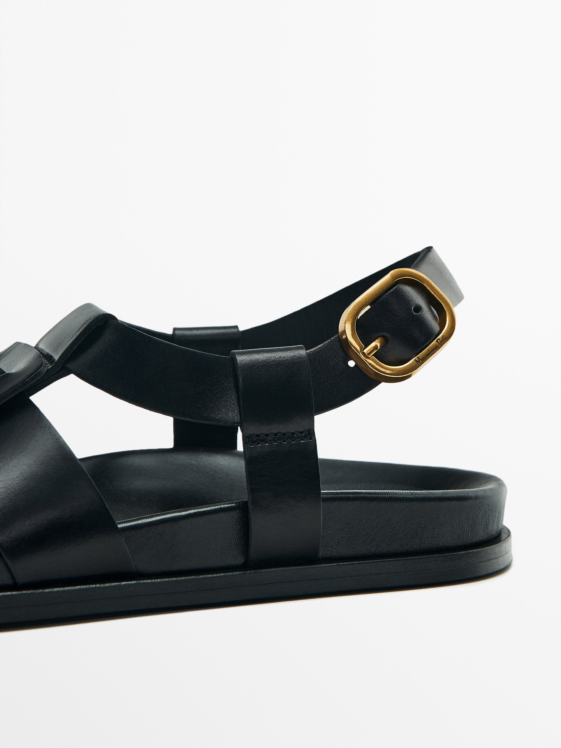 Sandalia plana tiras anchas - NEGRO