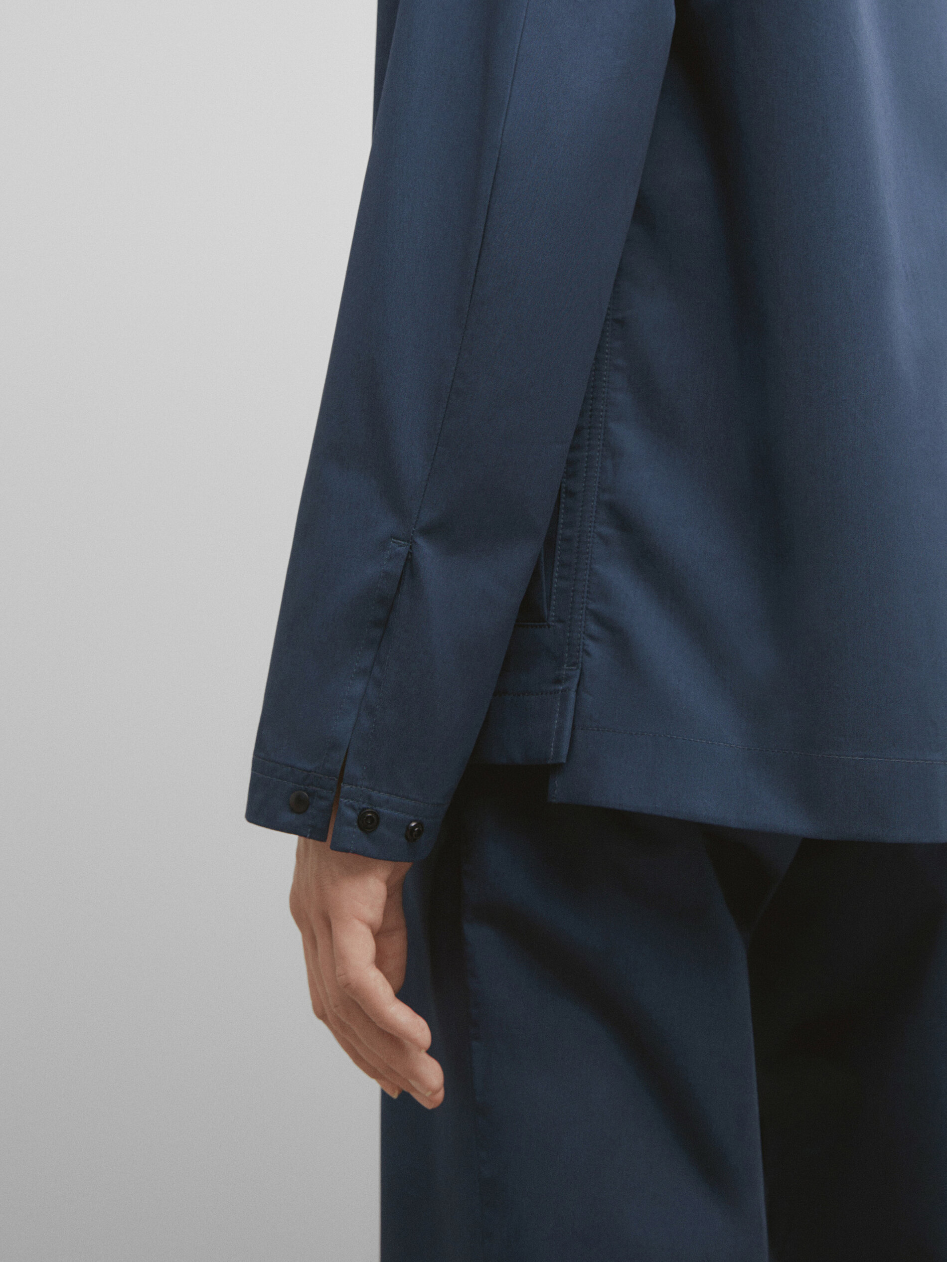 Sobrecamisa algodón botones snaps -Studio - PETRÓLEO DELAVADO