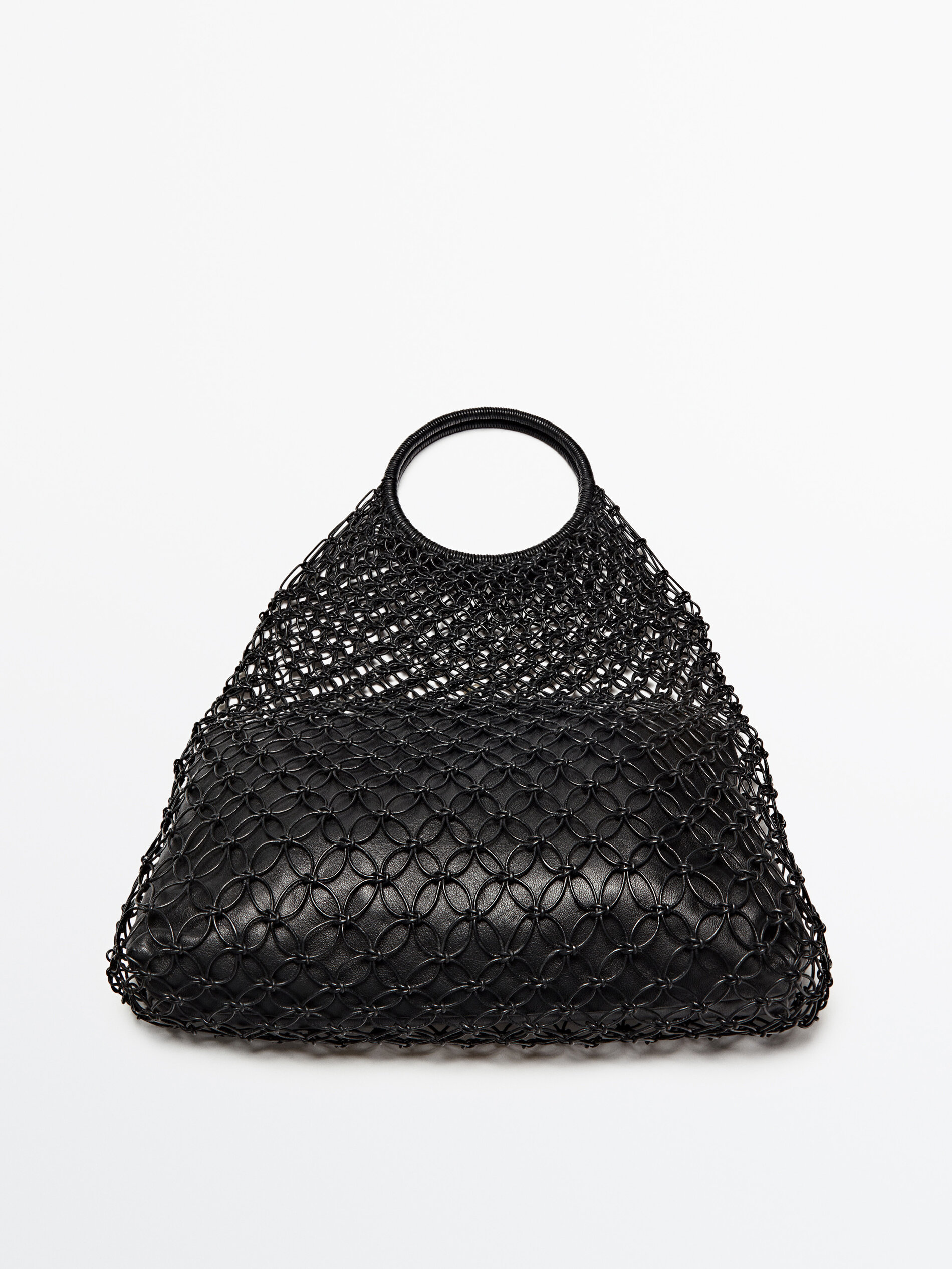 Bolso shopper trenzado tubular - NEGRO