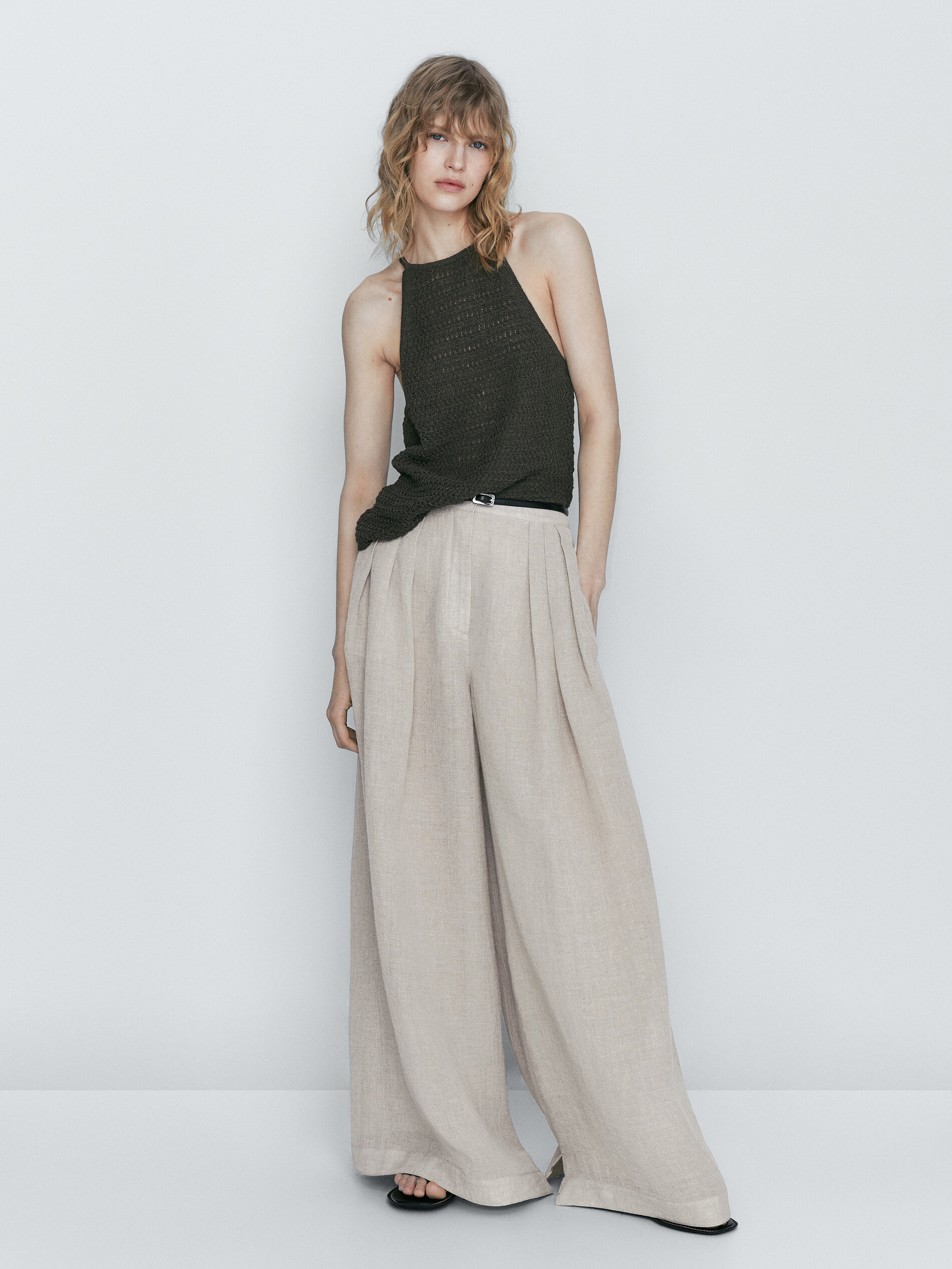 Top punto calado tirantes - KAKI OSCURO