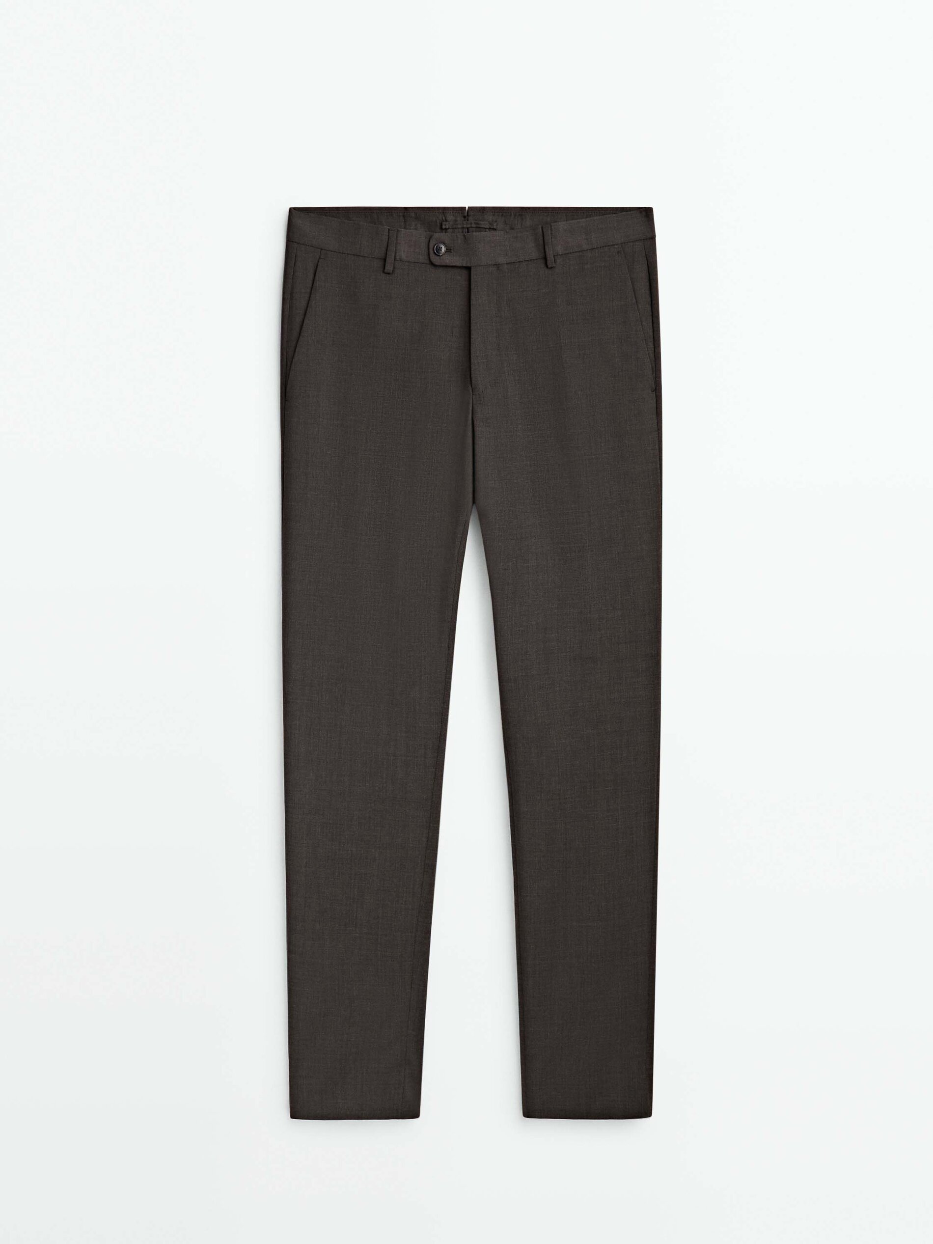 Pantalón traje marrón 100% lana - MARRÓN