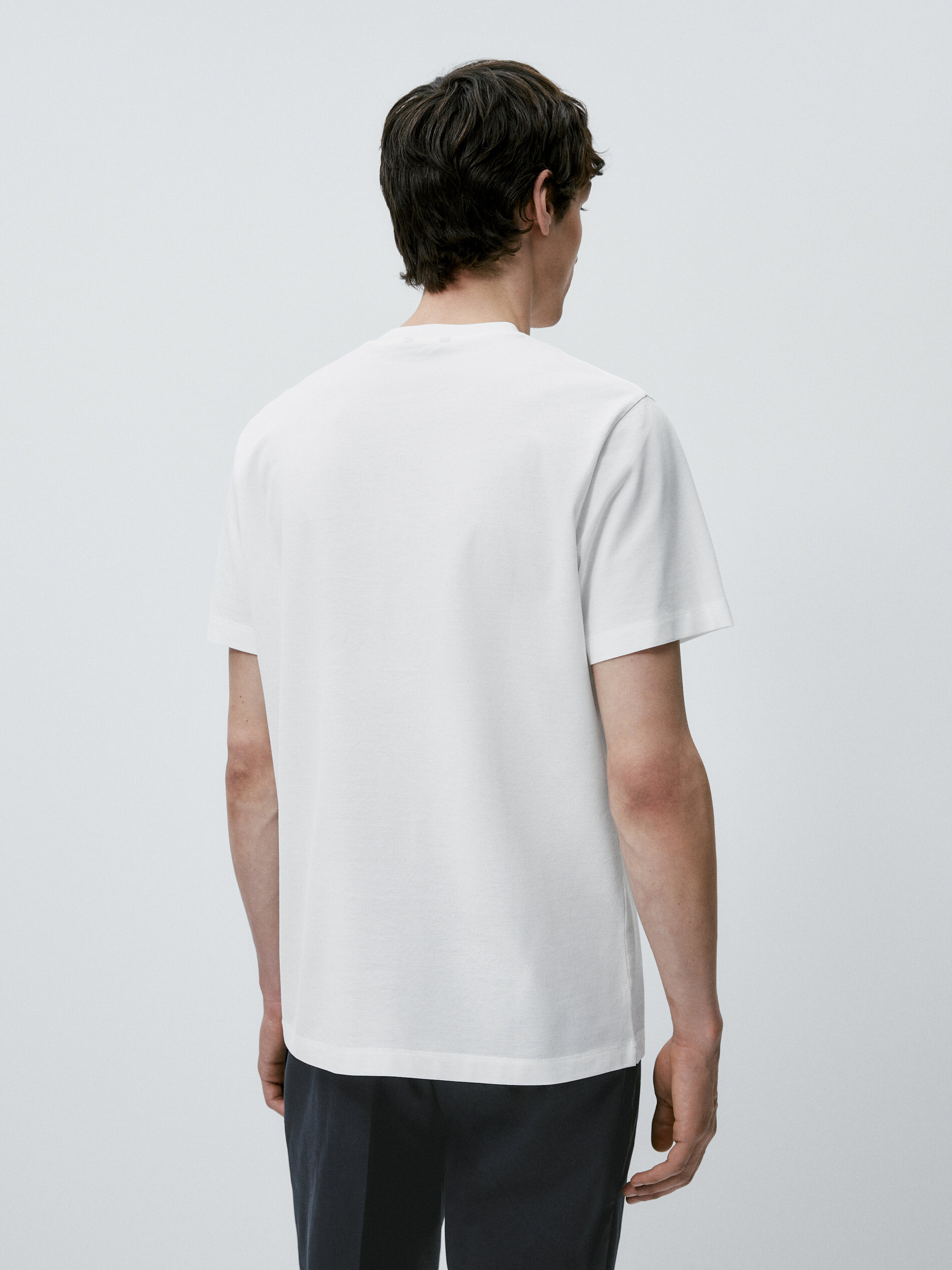 Camiseta manga corta piqué algodón mercerizado - BLANCO