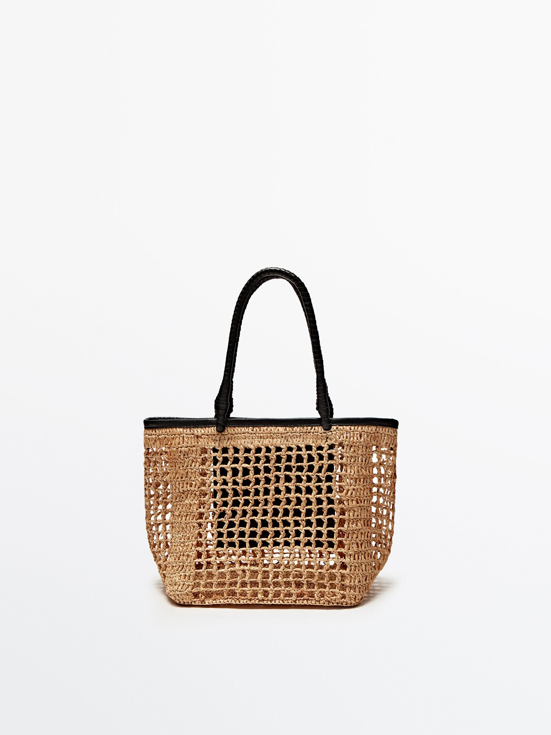 Bolso mini shopper rafia calado - BEIGE
