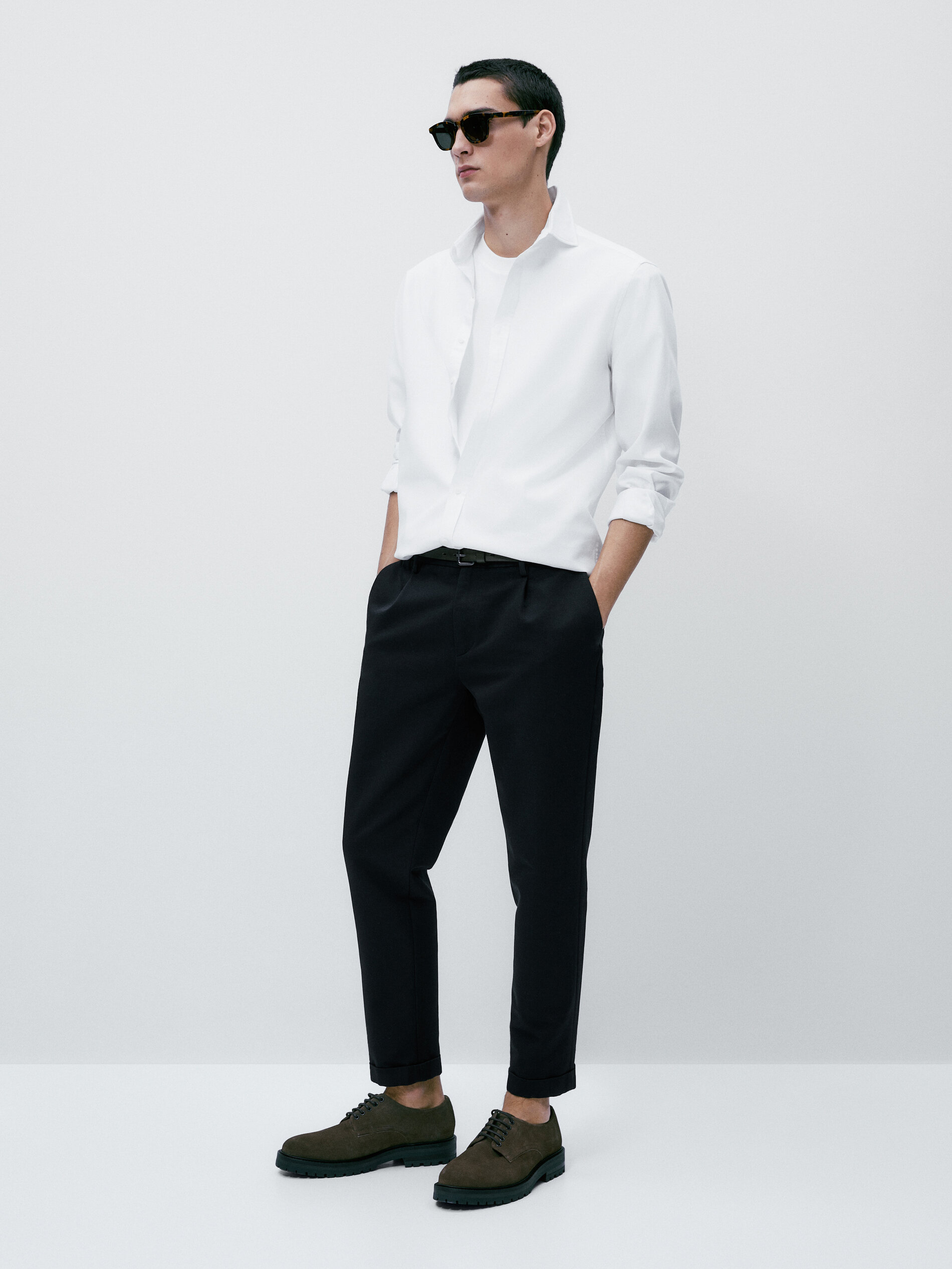 Camisa estructura giro inglese slim fit - BLANCO