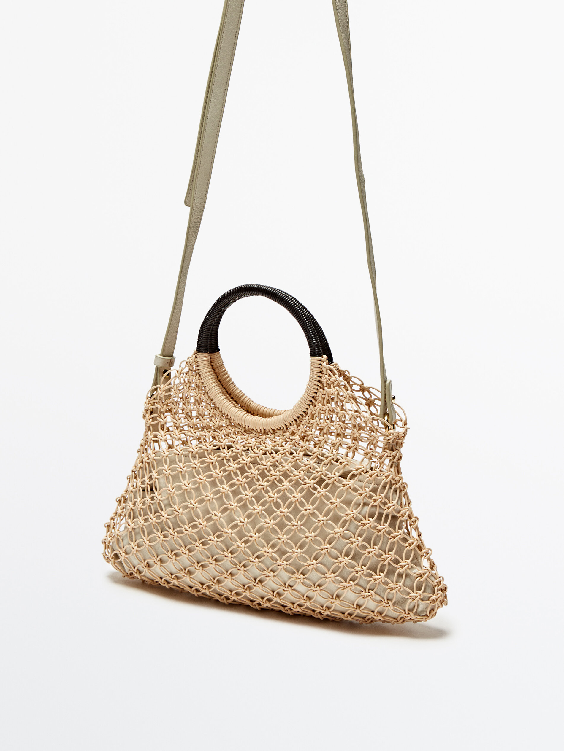 Bolso mini shopper trenzado tubular - BLANCO