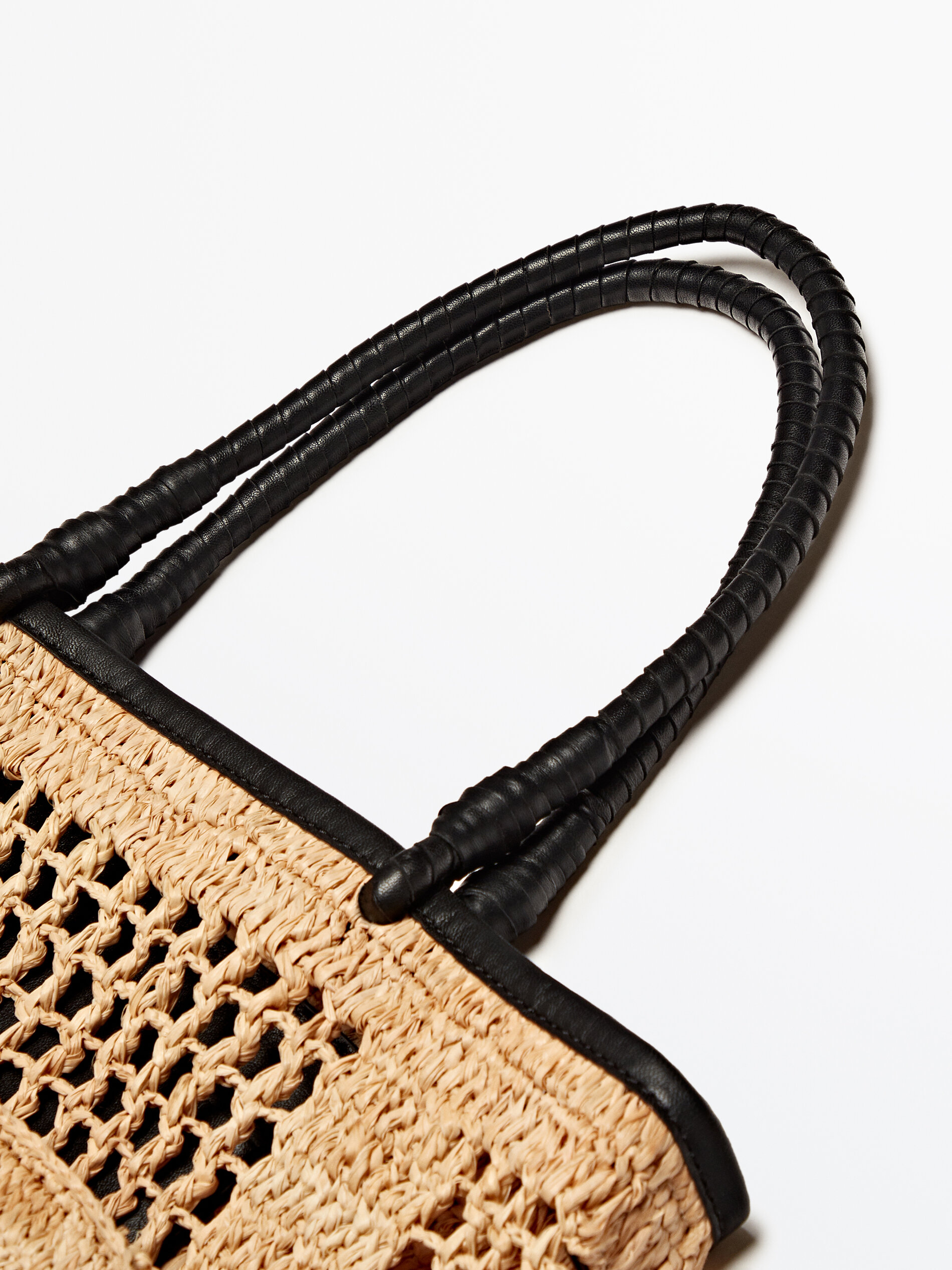 Bolso mini shopper rafia calado - BEIGE