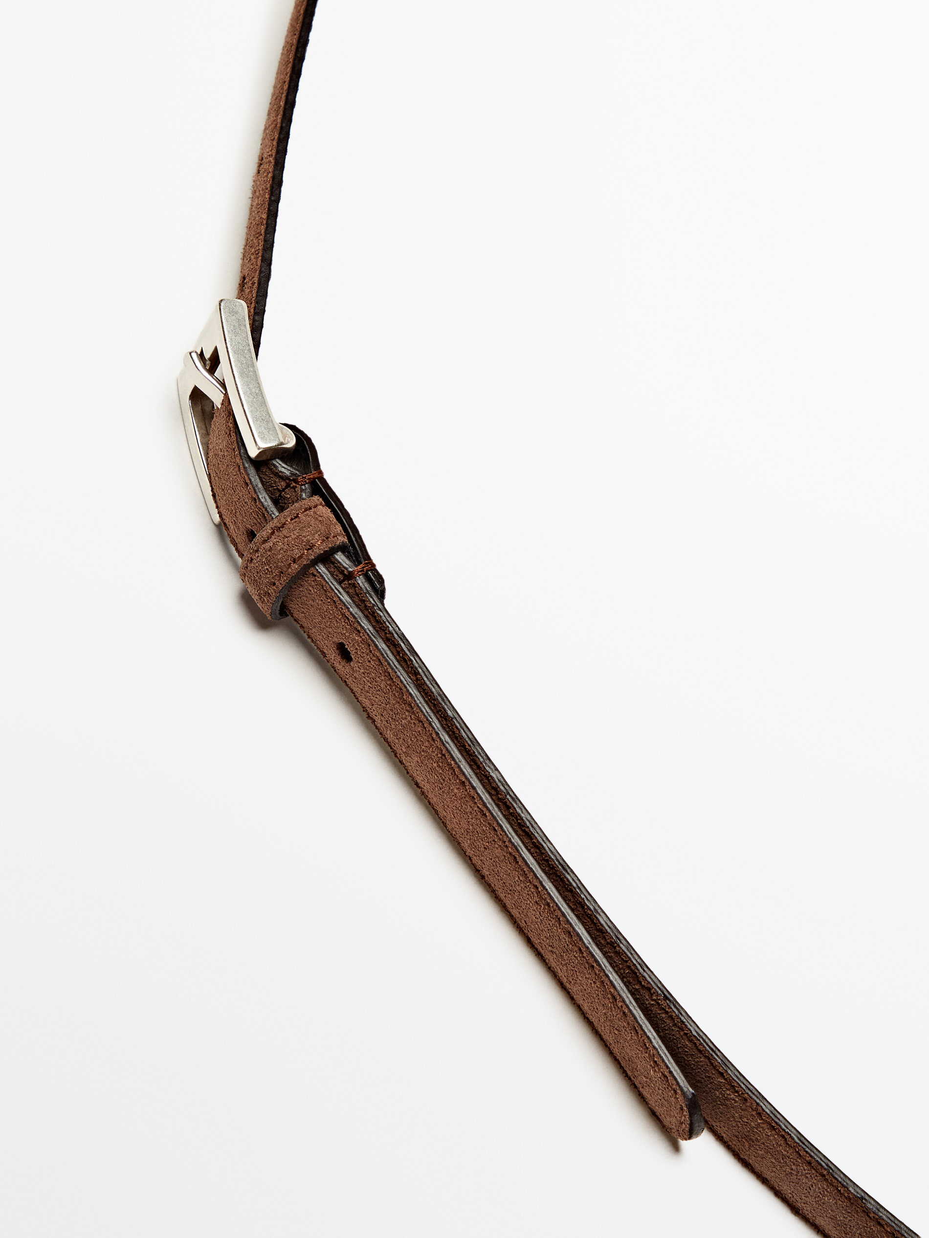 Cinturón fino serraje - GRIS