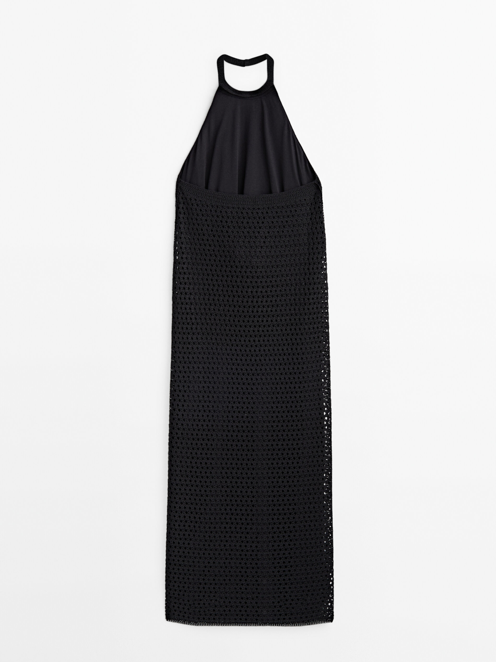 Vestido halter crochet - NEGRO