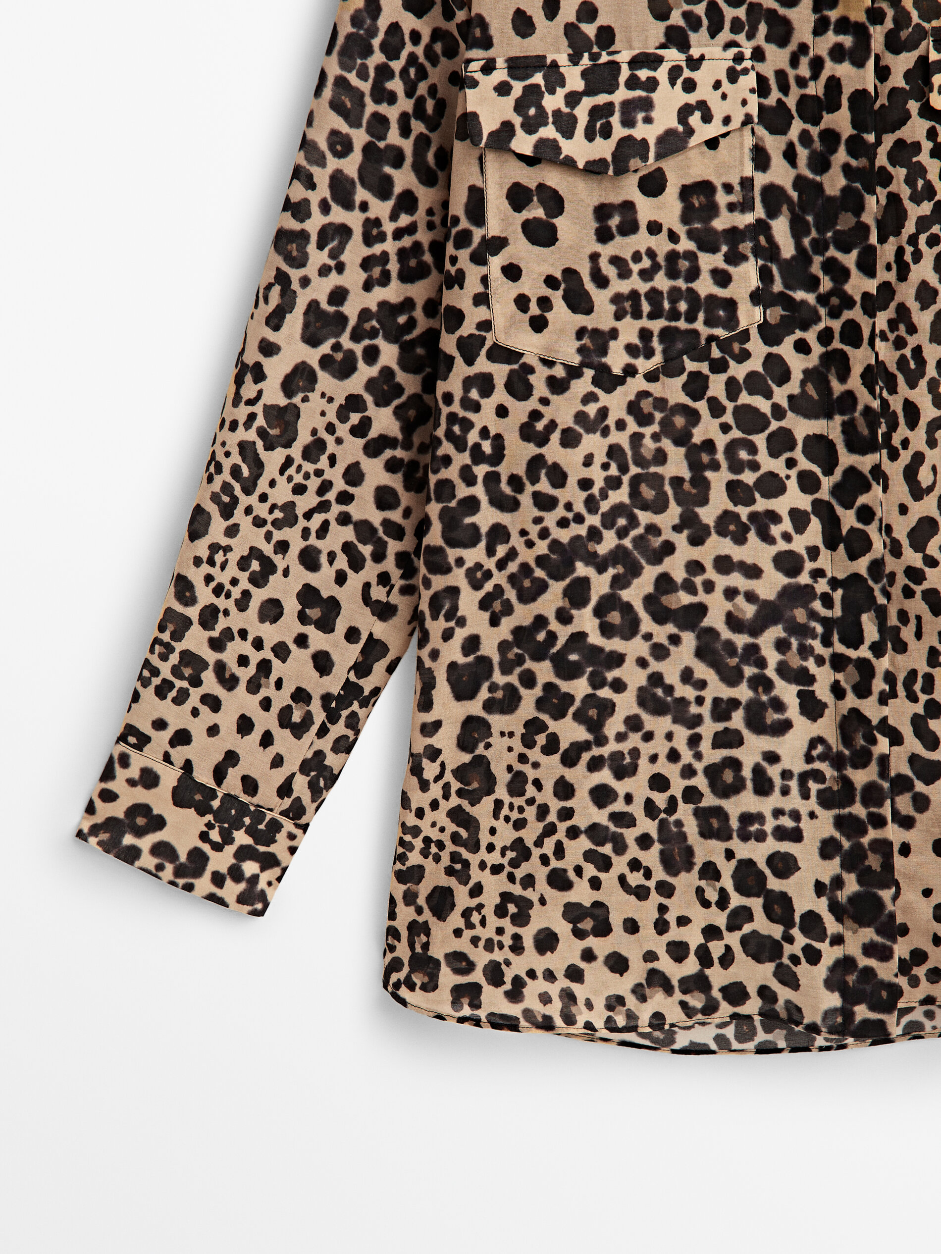 Camisa estampado animal bolsillos - MARRÓN