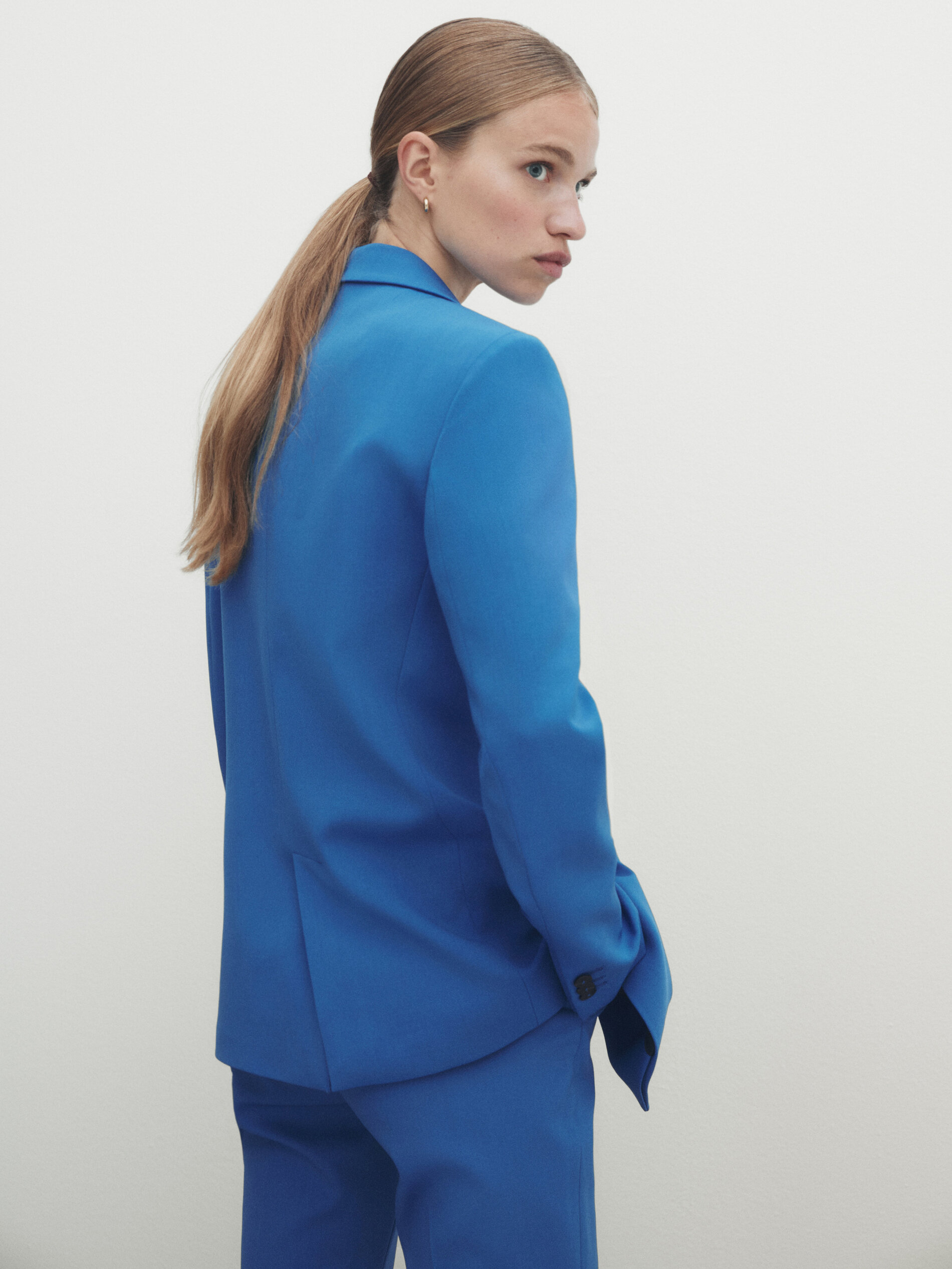 Americana traje mezcla lana dos botones - AZUL