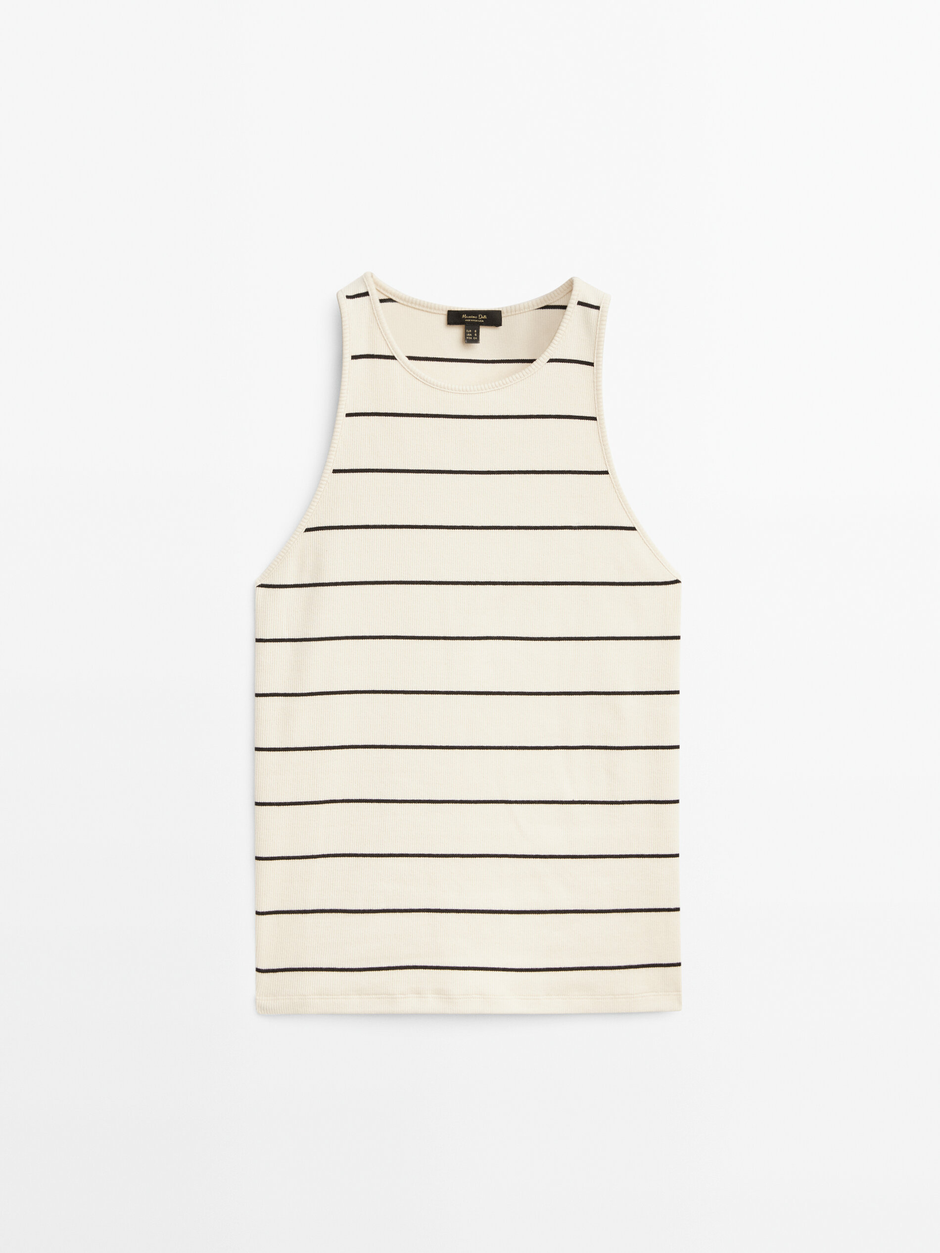 Camiseta rayas canalé manga sisa - CRUDO