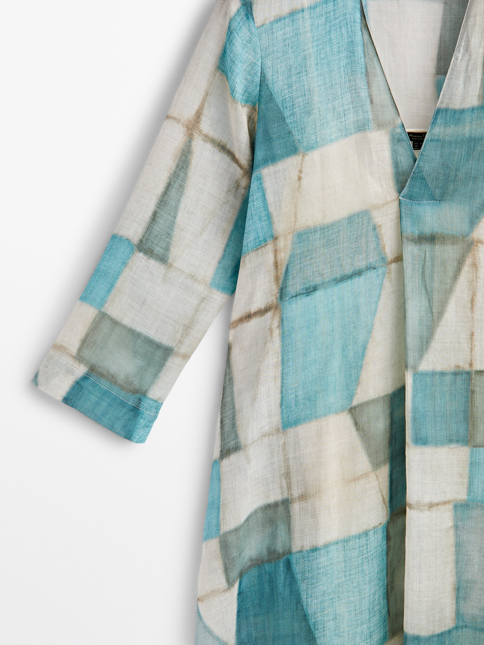 Vestido ramio estampado geométrico - AZUL