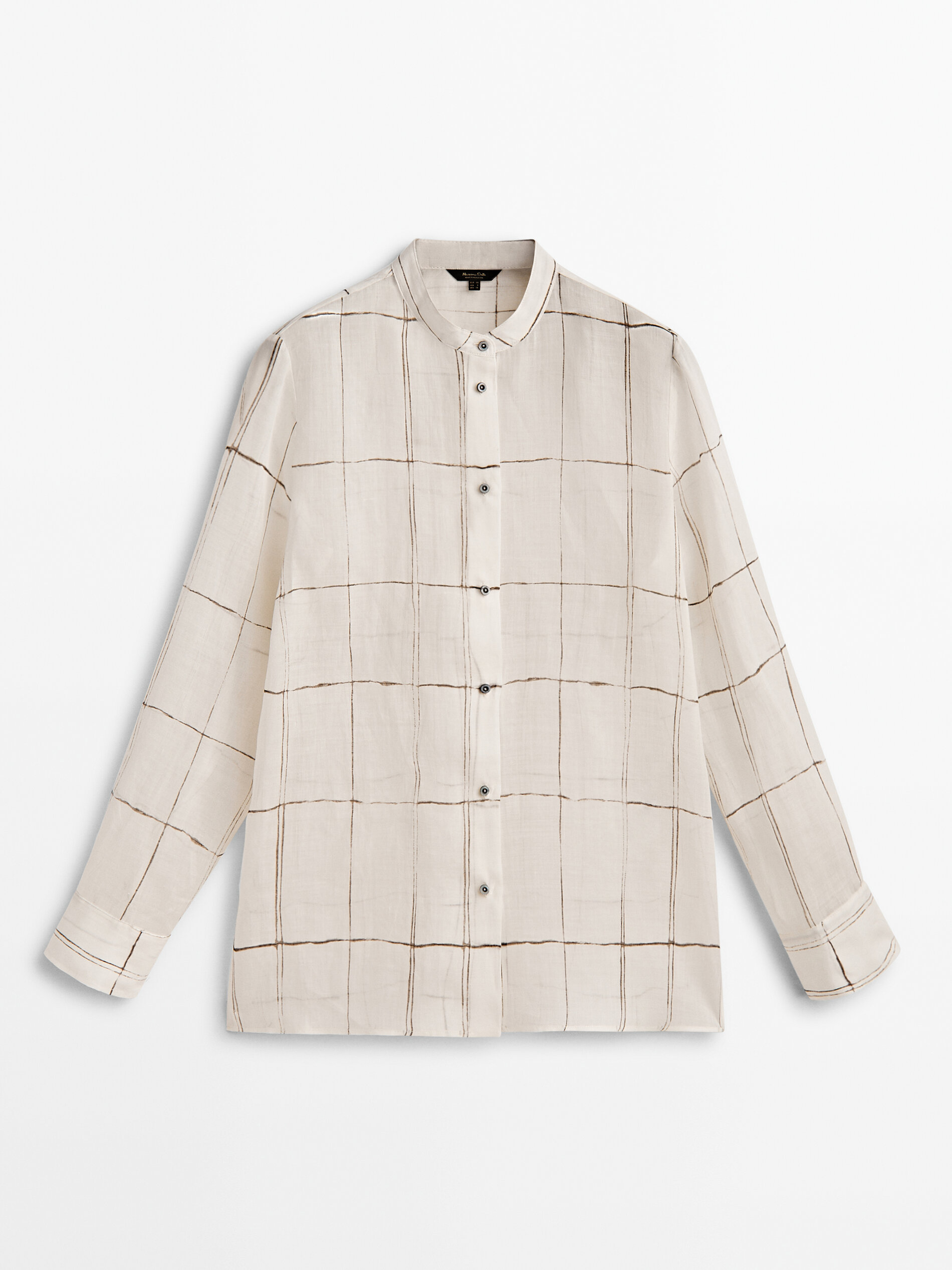 Camisa estampado cuadros cuello mao - CRUDO