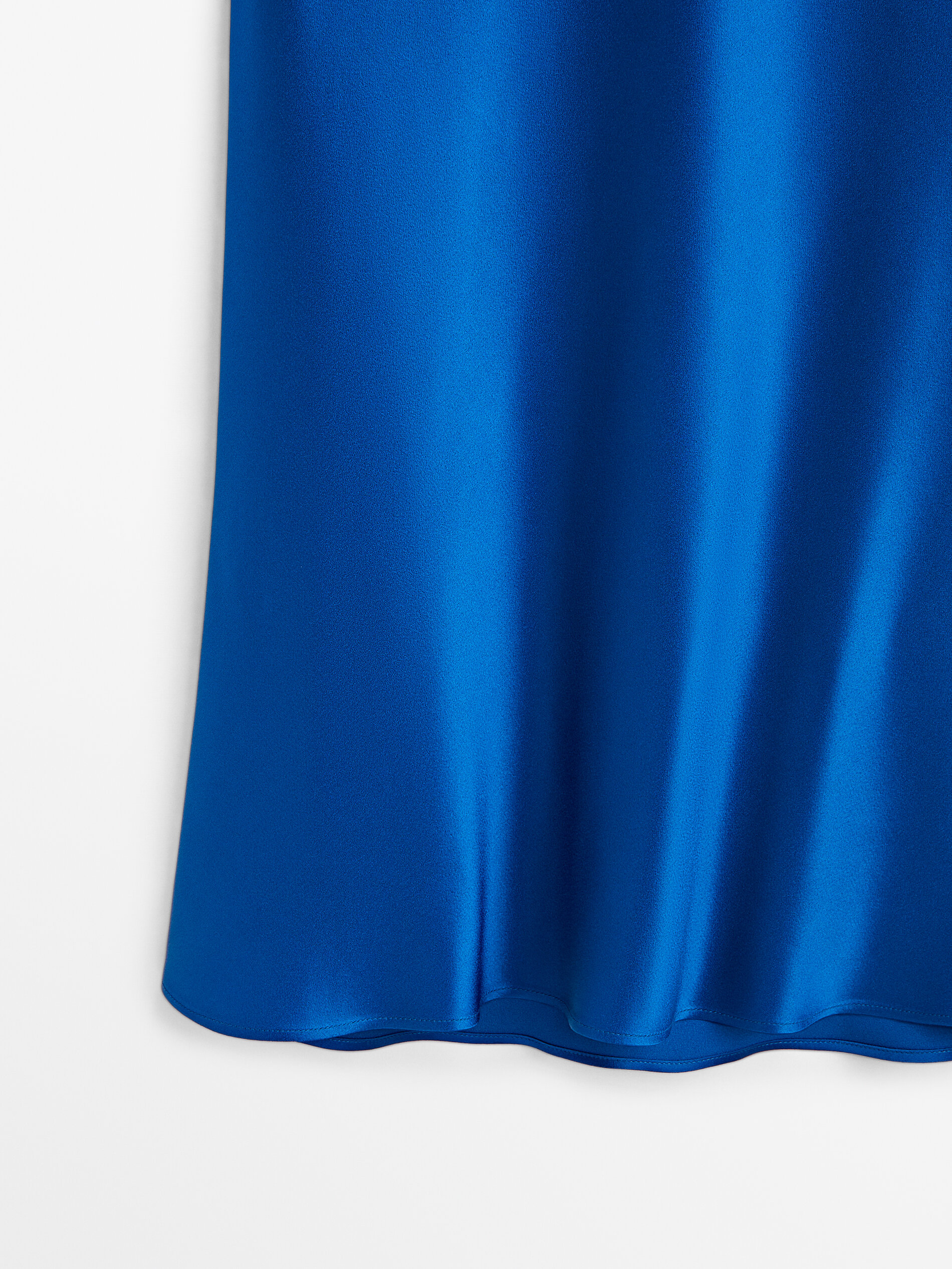 Falda midi fluida satinada - AZULÓN