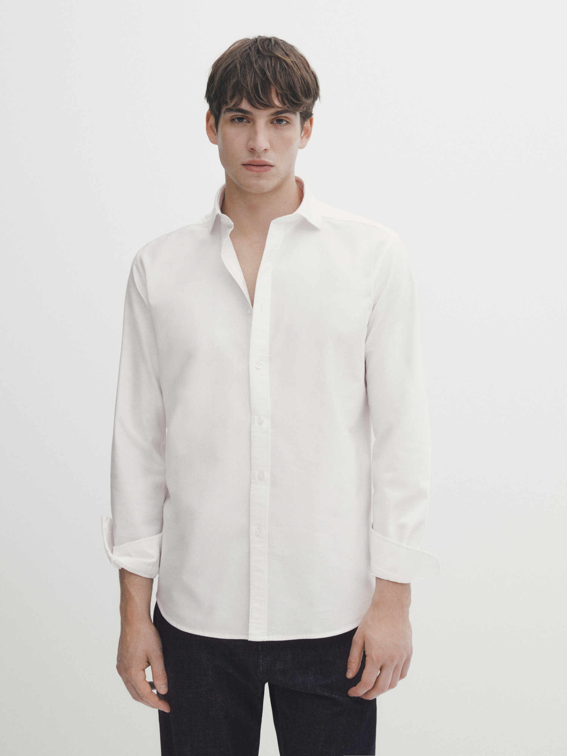 Camisa oxford algodón slim fit - BLANCO