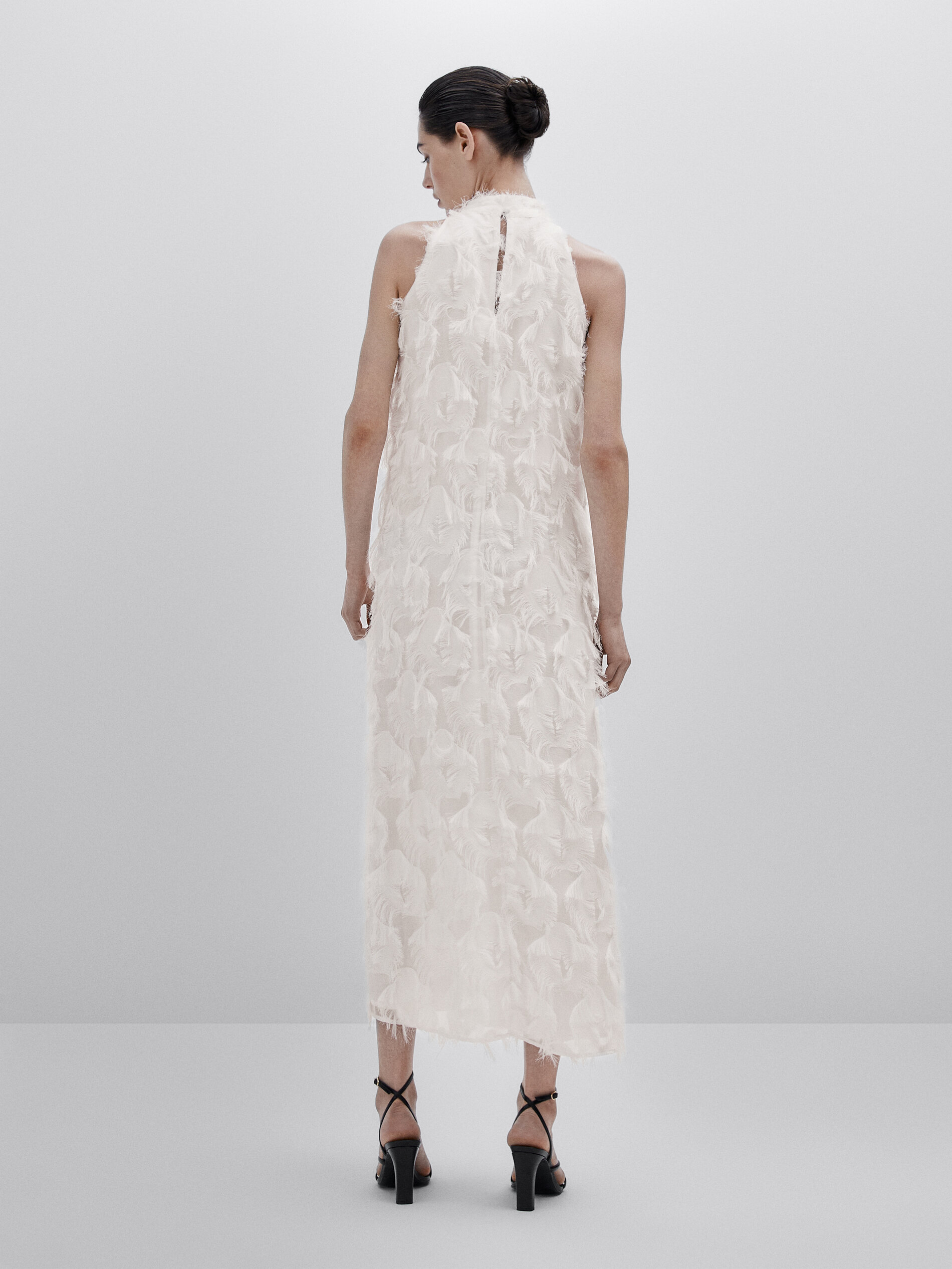 Vestido halter desflecado -Studio - BLANCO