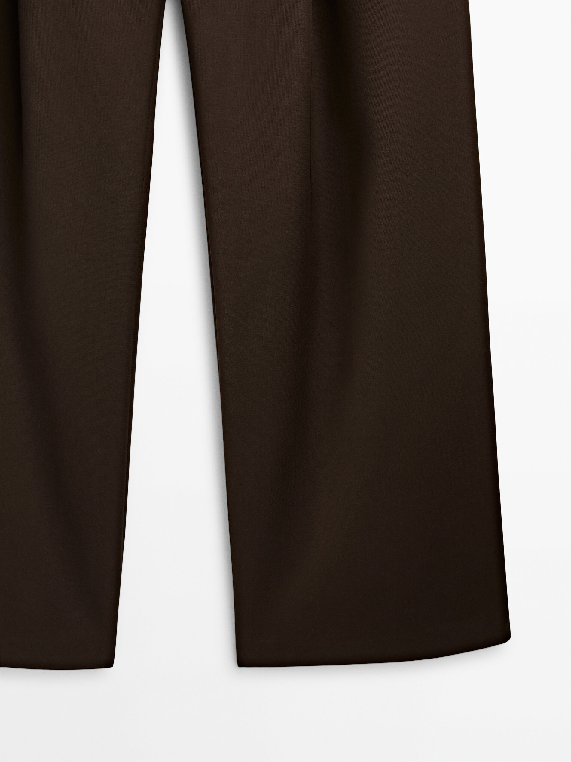 Pantalón ancho satinado pinzas -Studio - MARRÓN