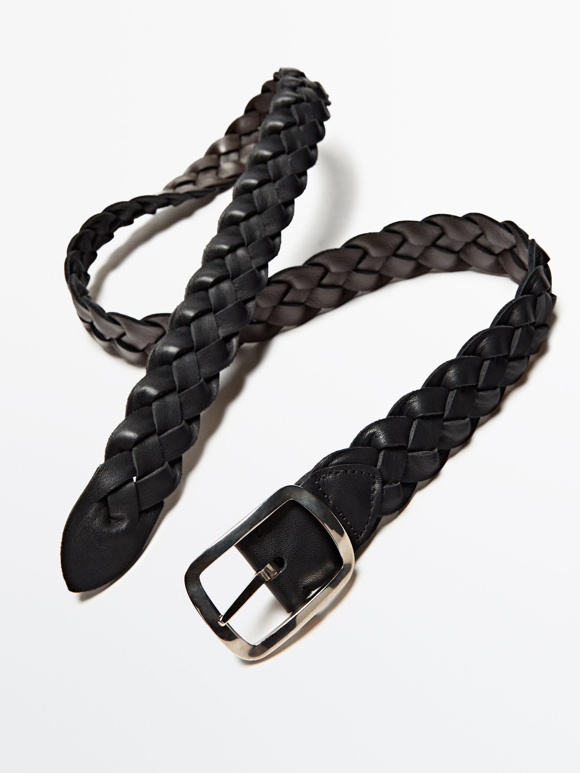 Cinturón trenzado piel reversible - NEGRO