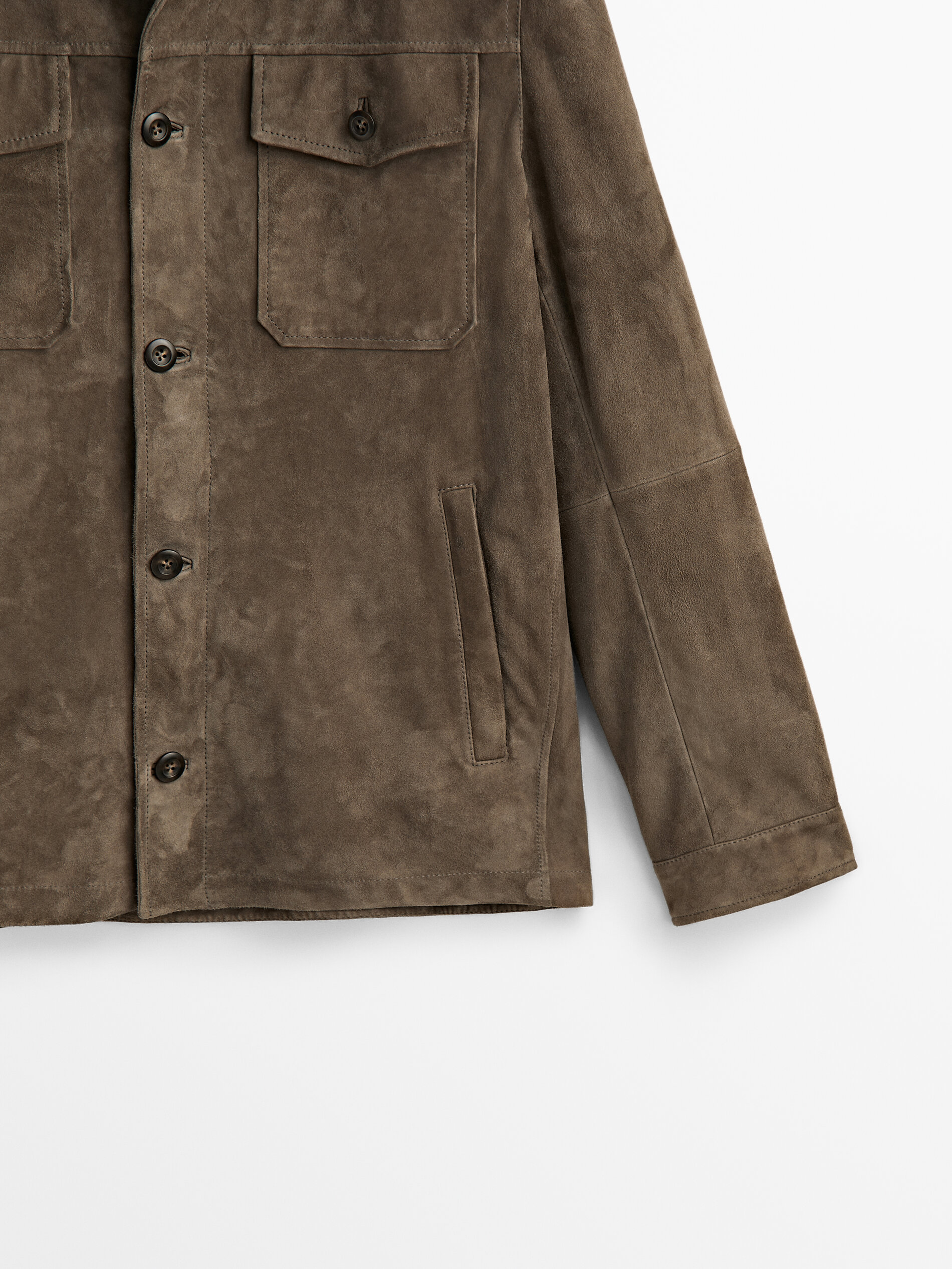 Sobrecamisa de ante con botones - ANTRACITA