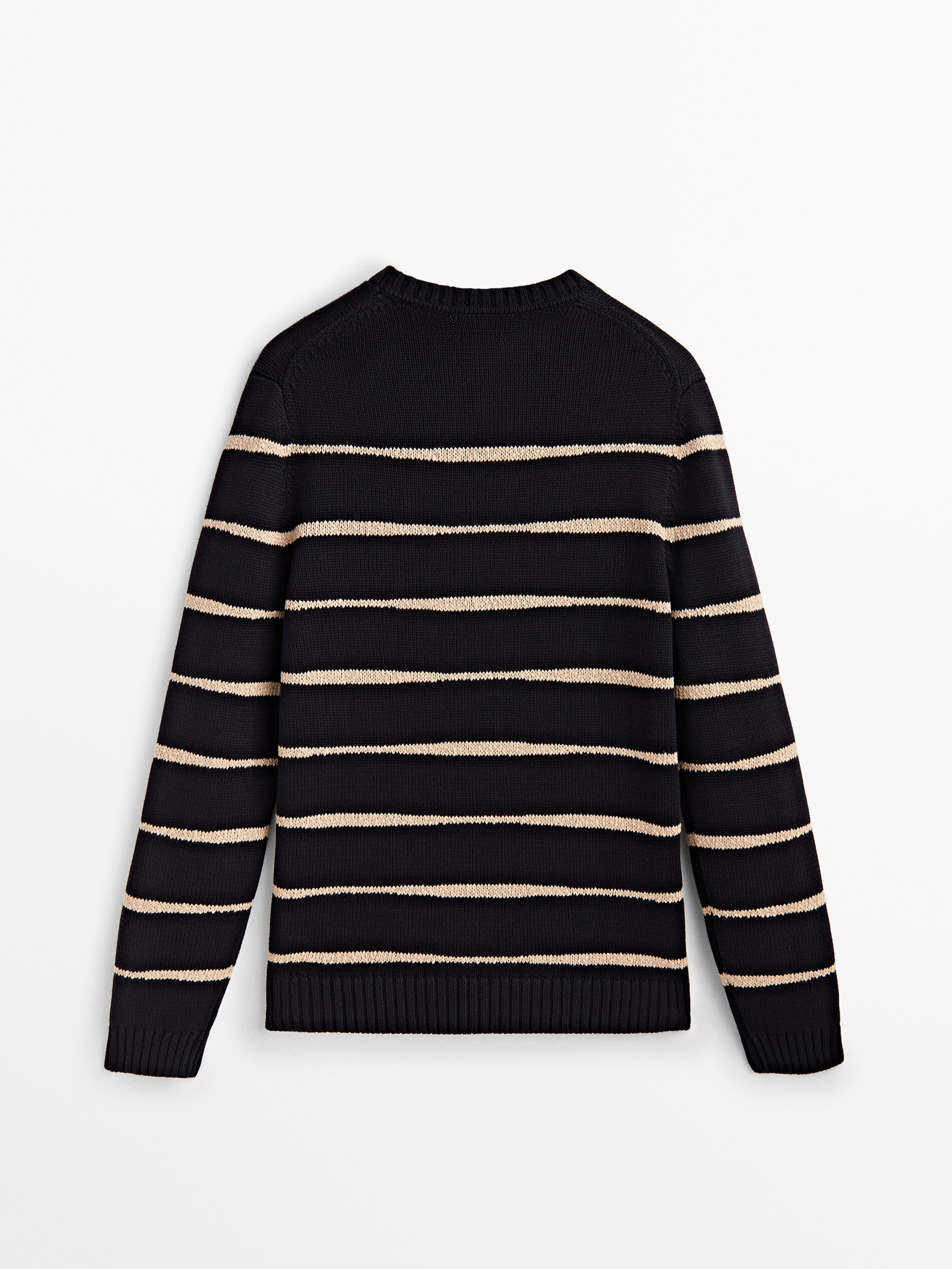 Jersey de punto rayas cuello redondo - AZUL MARINO