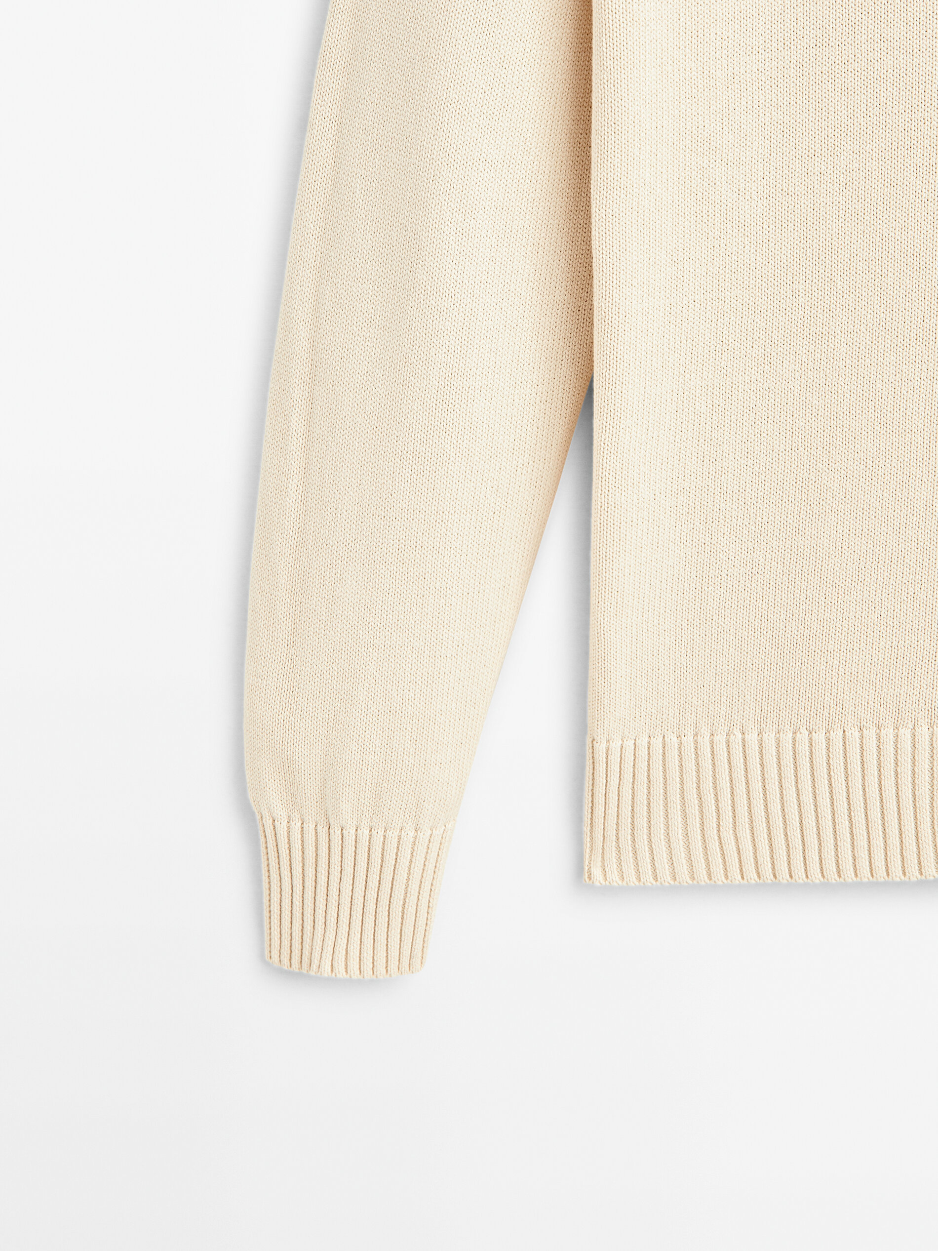 Jersey cuello redondo 100% algodón - Beige