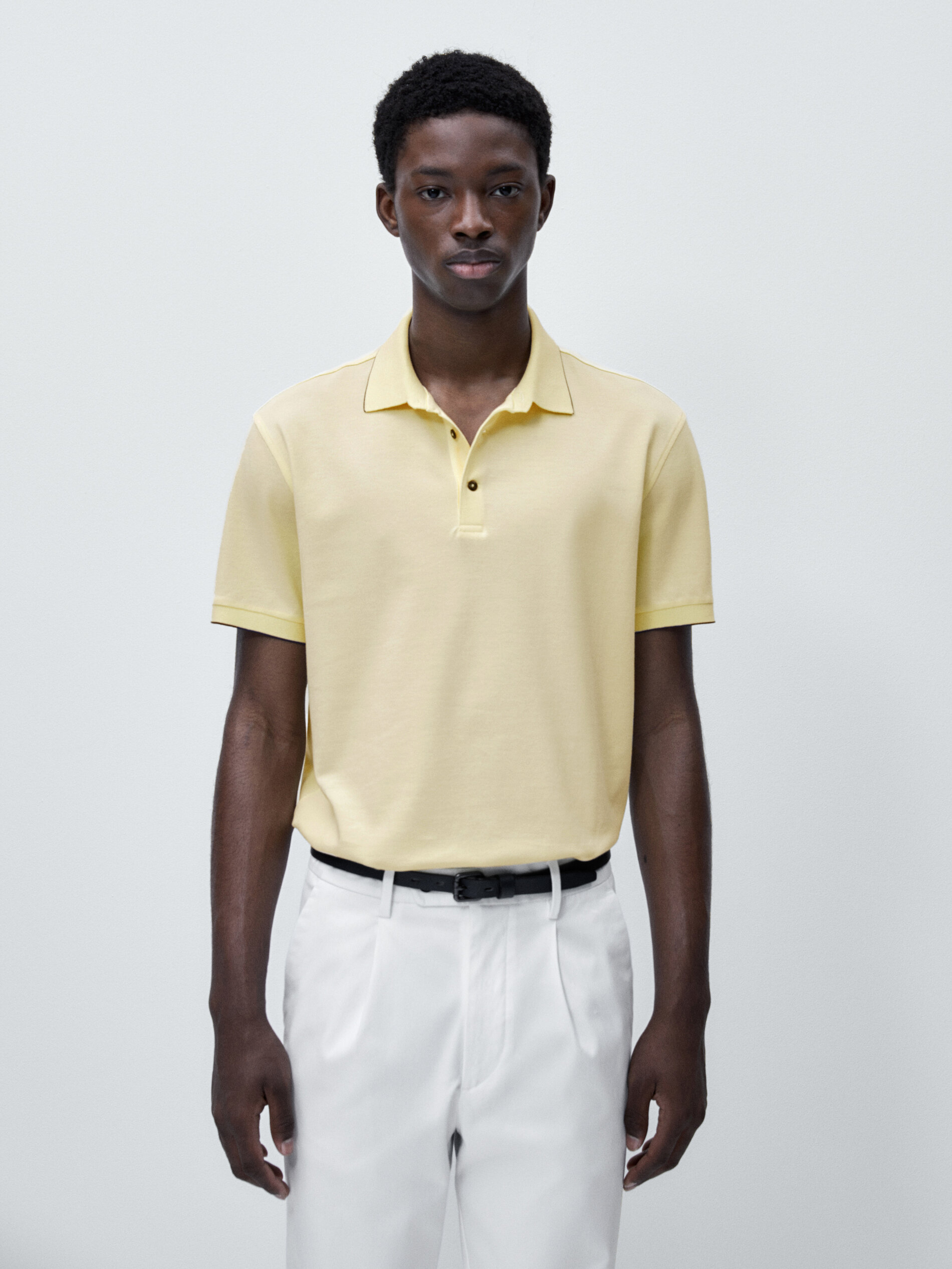 Polo piqué 100 % algodón contraste - AMARILLO