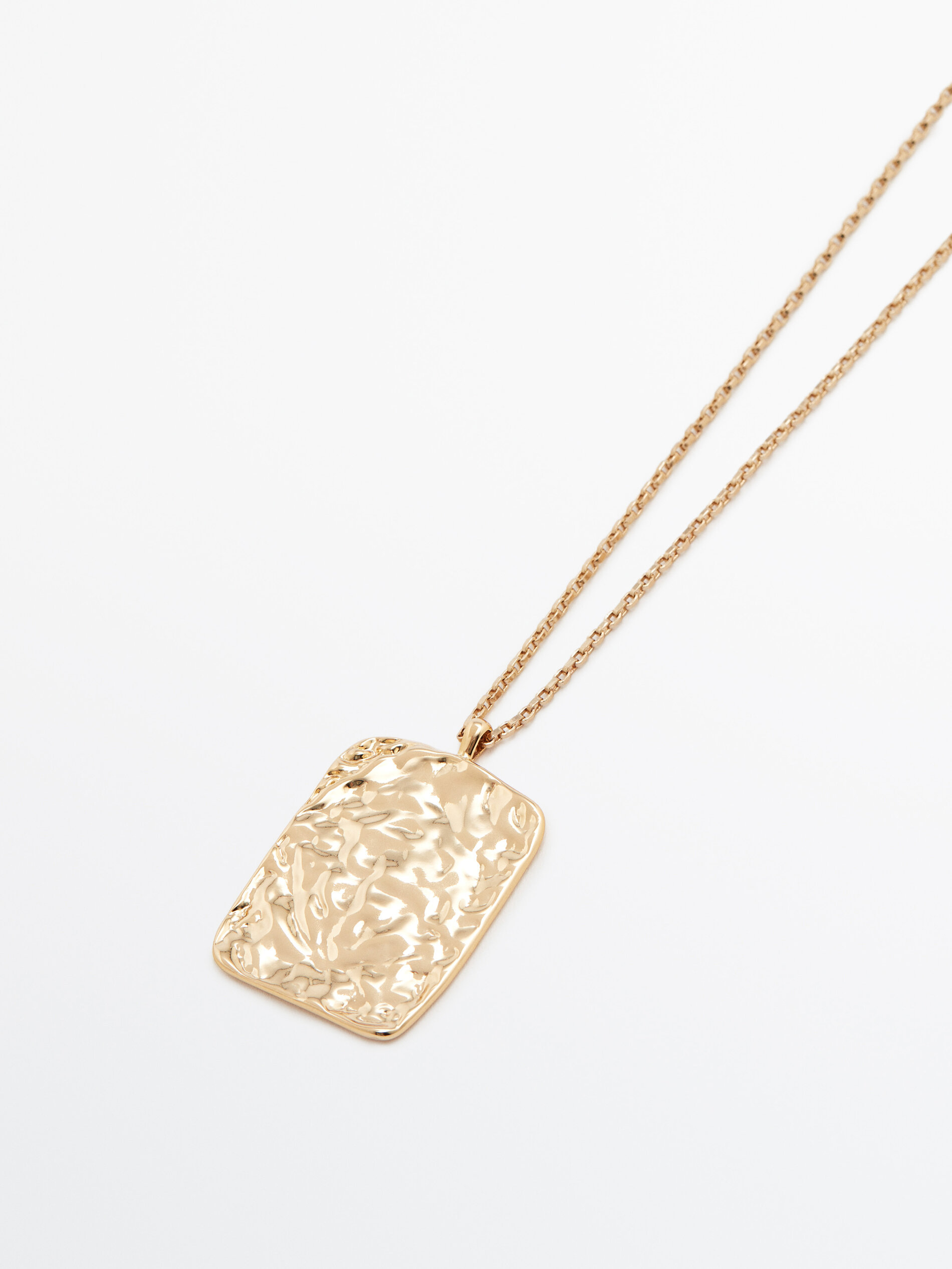 Collar largo medalla textura baño oro - DORADO