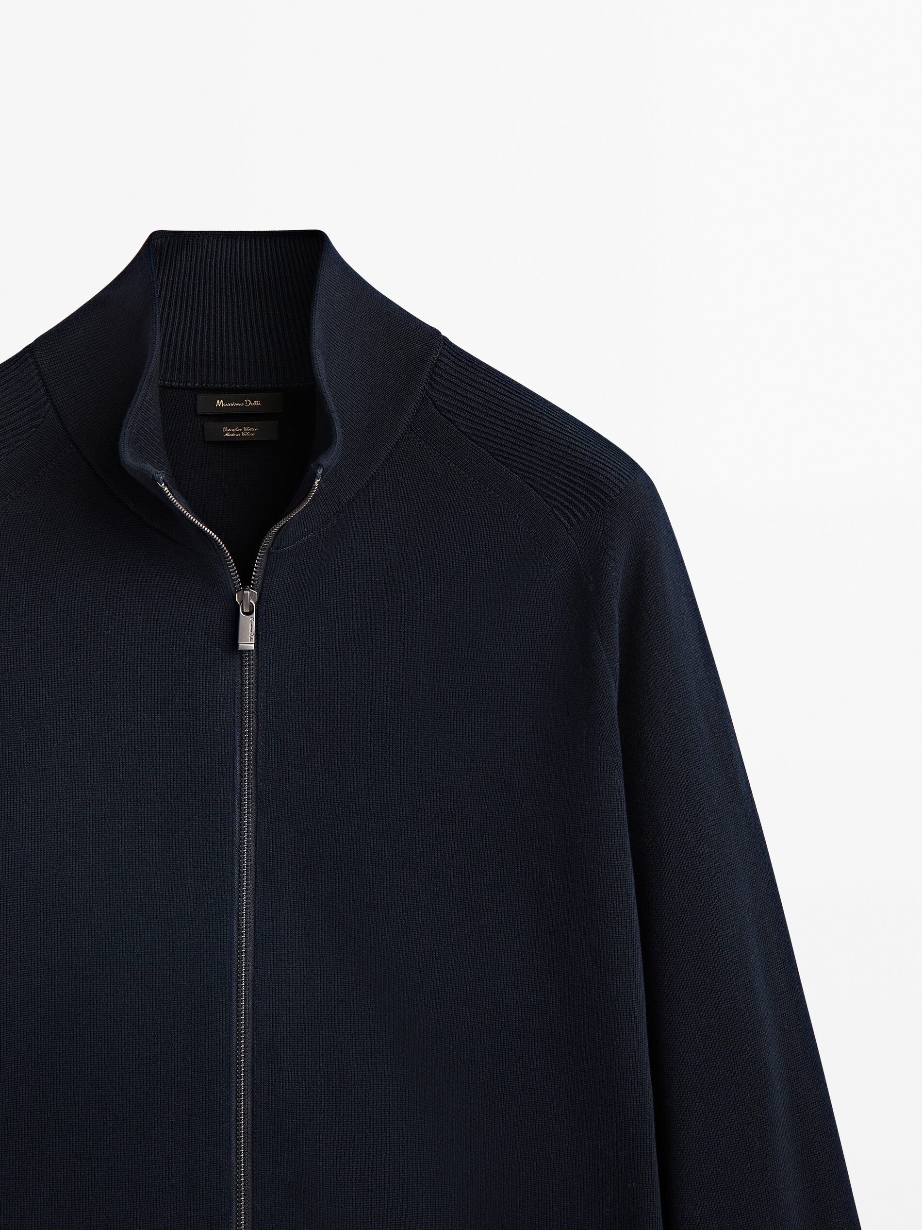 Cárdigan 100% algodón con cremallera - AZUL MARINO