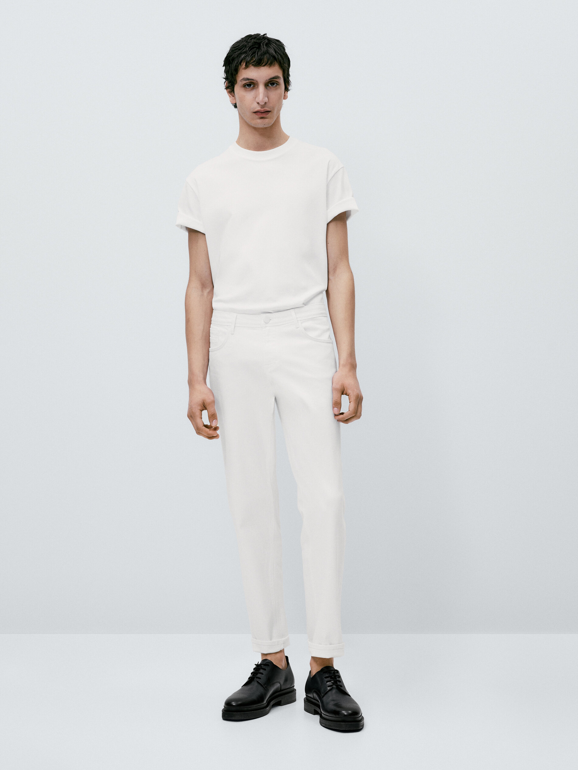 Pantalón vaquero tapered fit - BLANCO