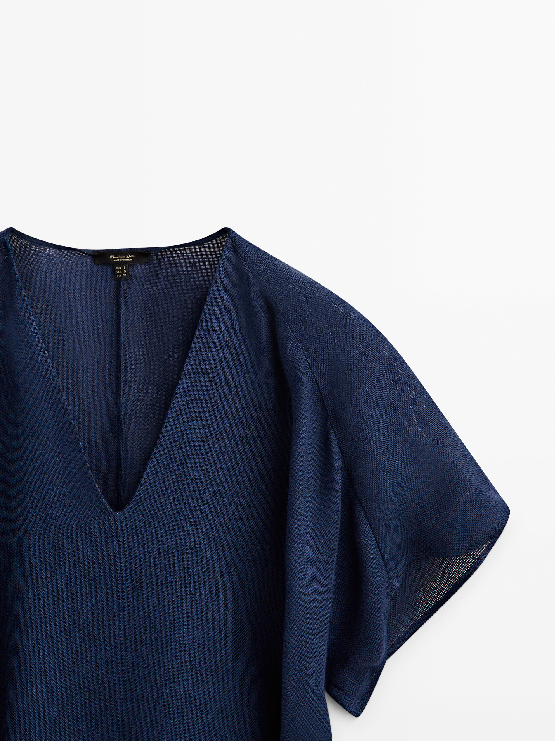 Vestido midi lino lazada - AZUL