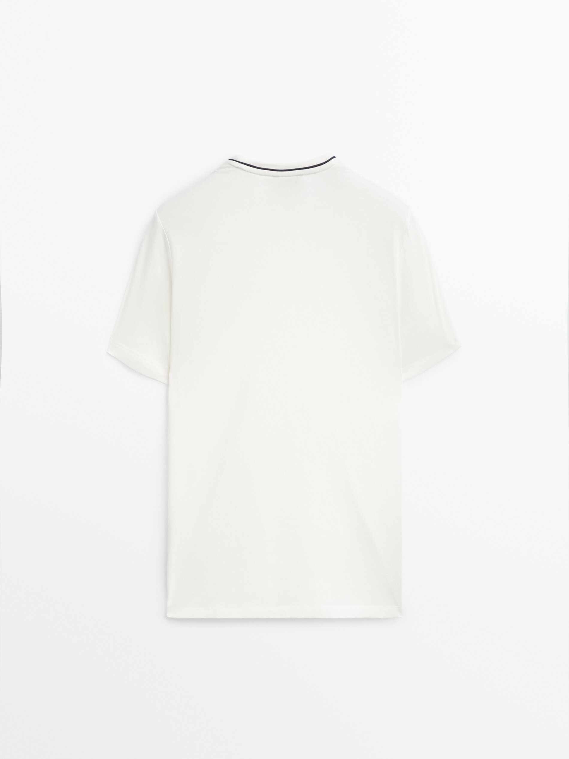 Camiseta manga corta cuello contraste - CRUDO