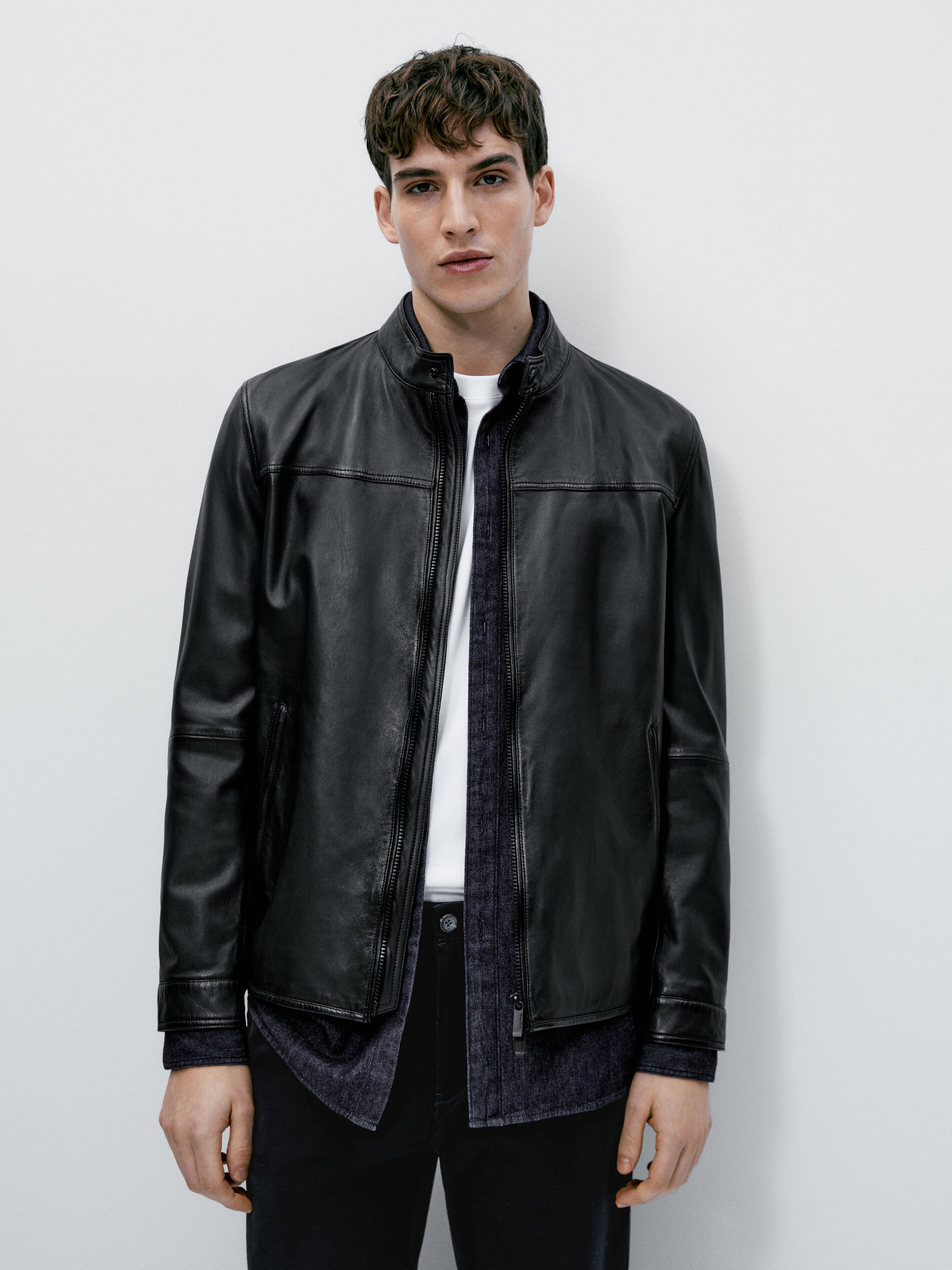 Chaqueta piel napa azul - AZUL