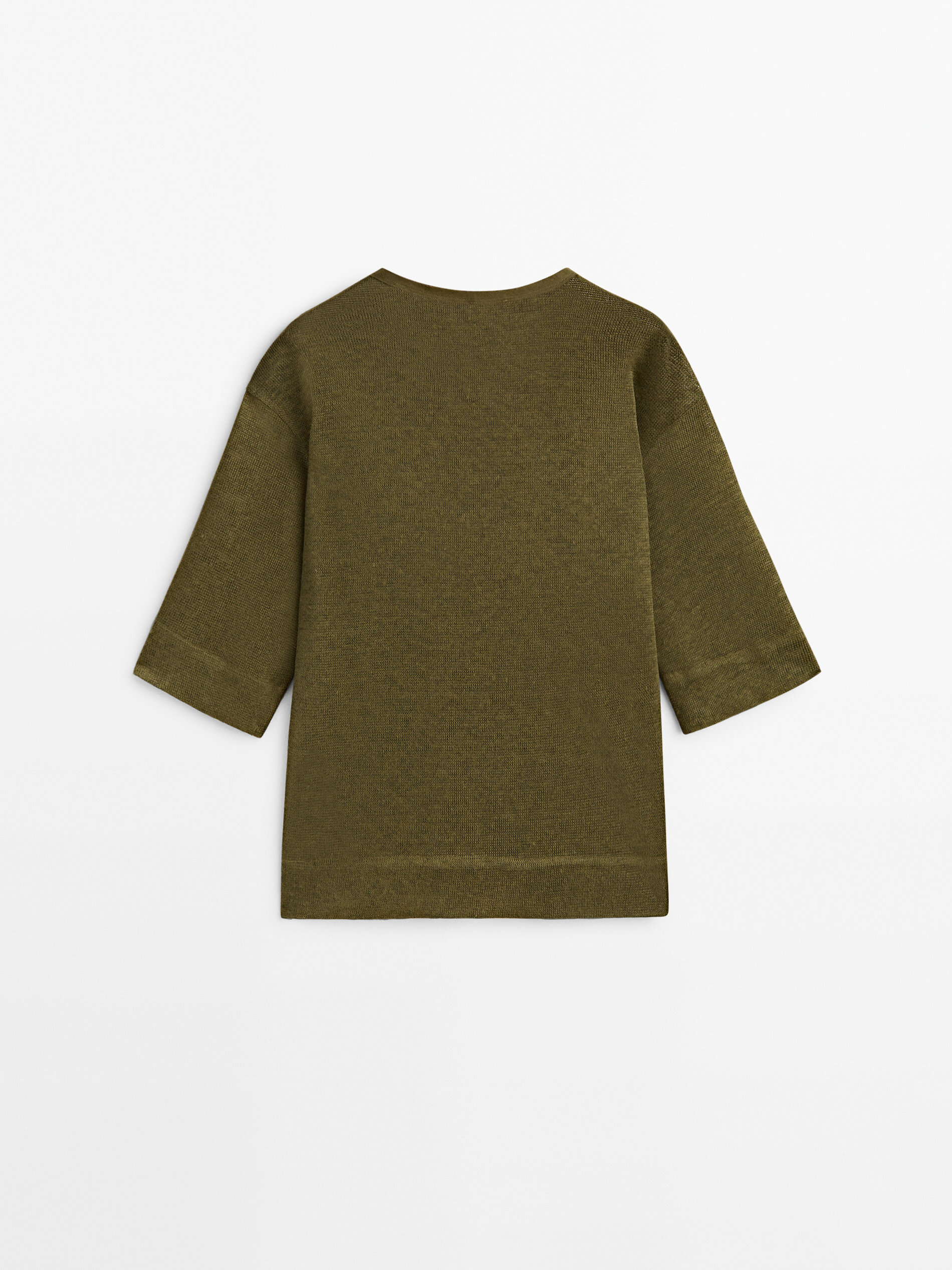 Camiseta 100% lino manga 3/4 - KAKI