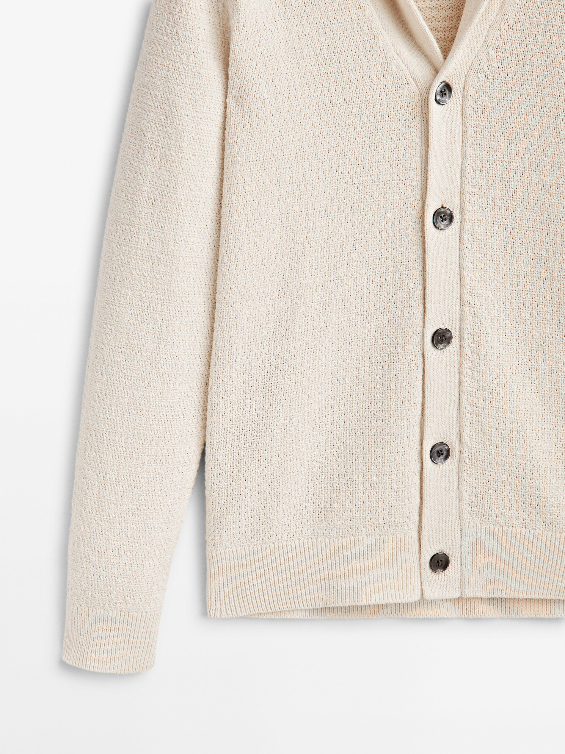 Cárdigan de punto estructura cuello chal - CRUDO