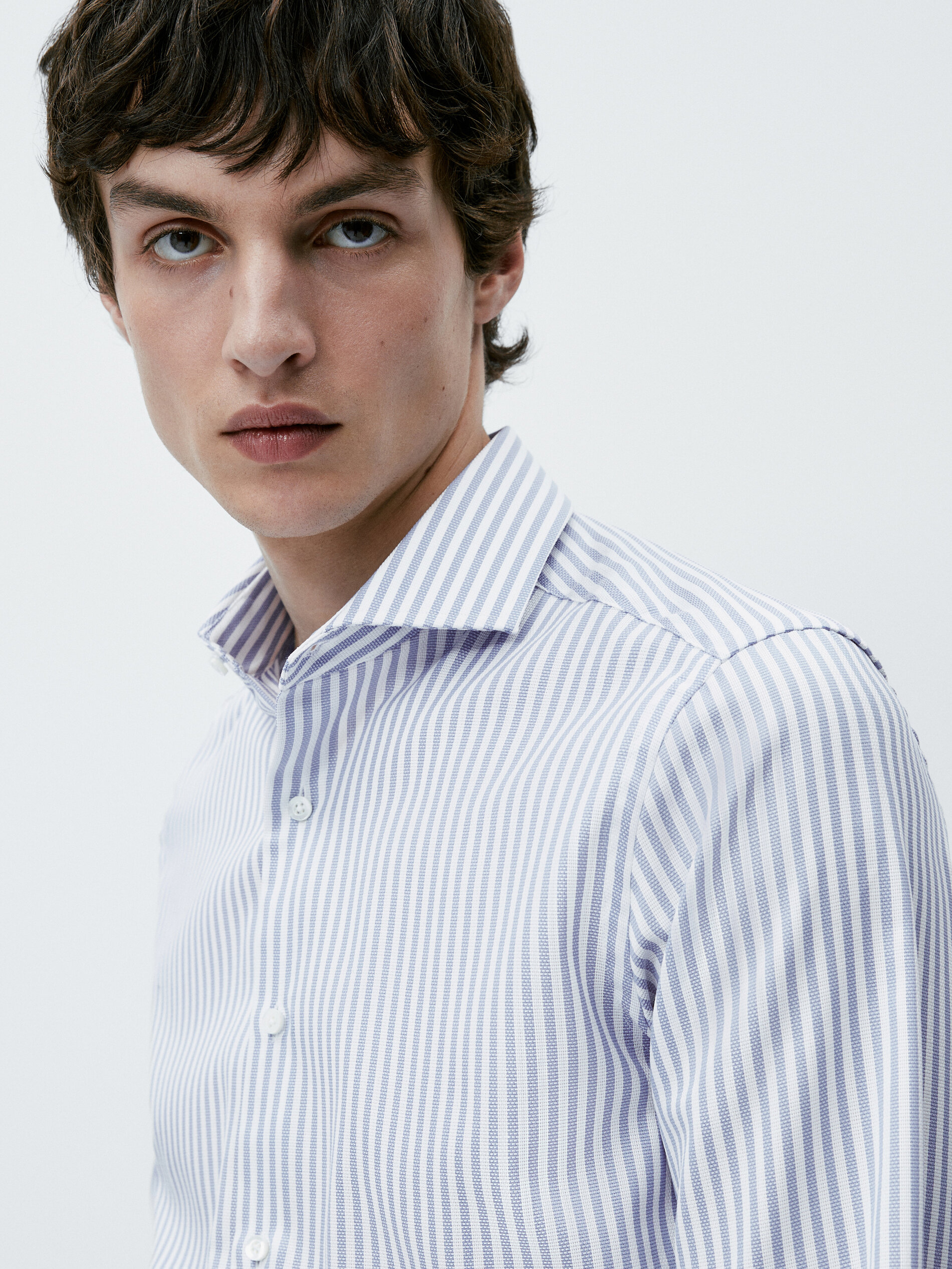 Camisa rayas estructura easy iron slim fit - AZUL