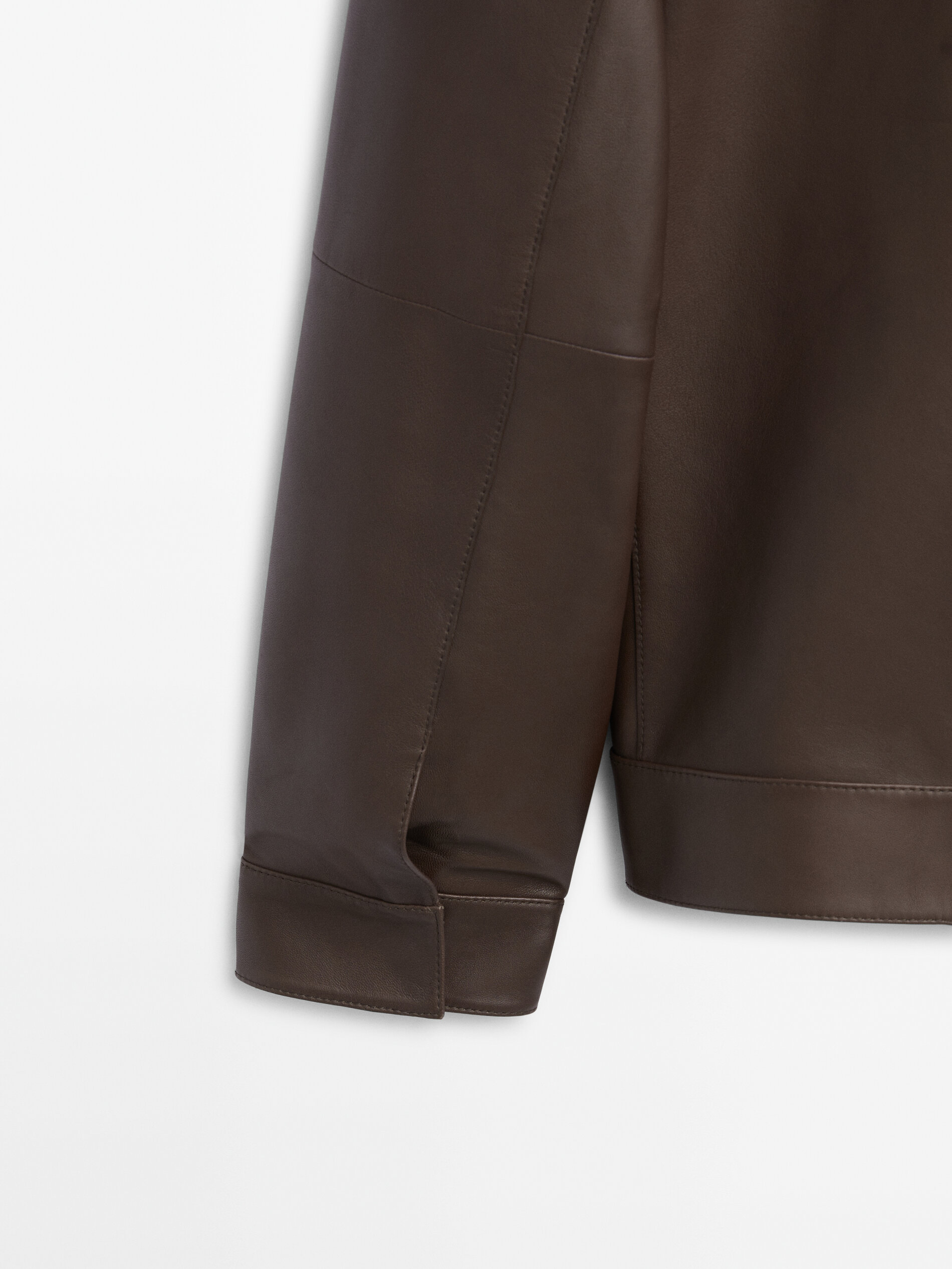 Chaqueta piel napa bolsillos marrón - MARRÓN