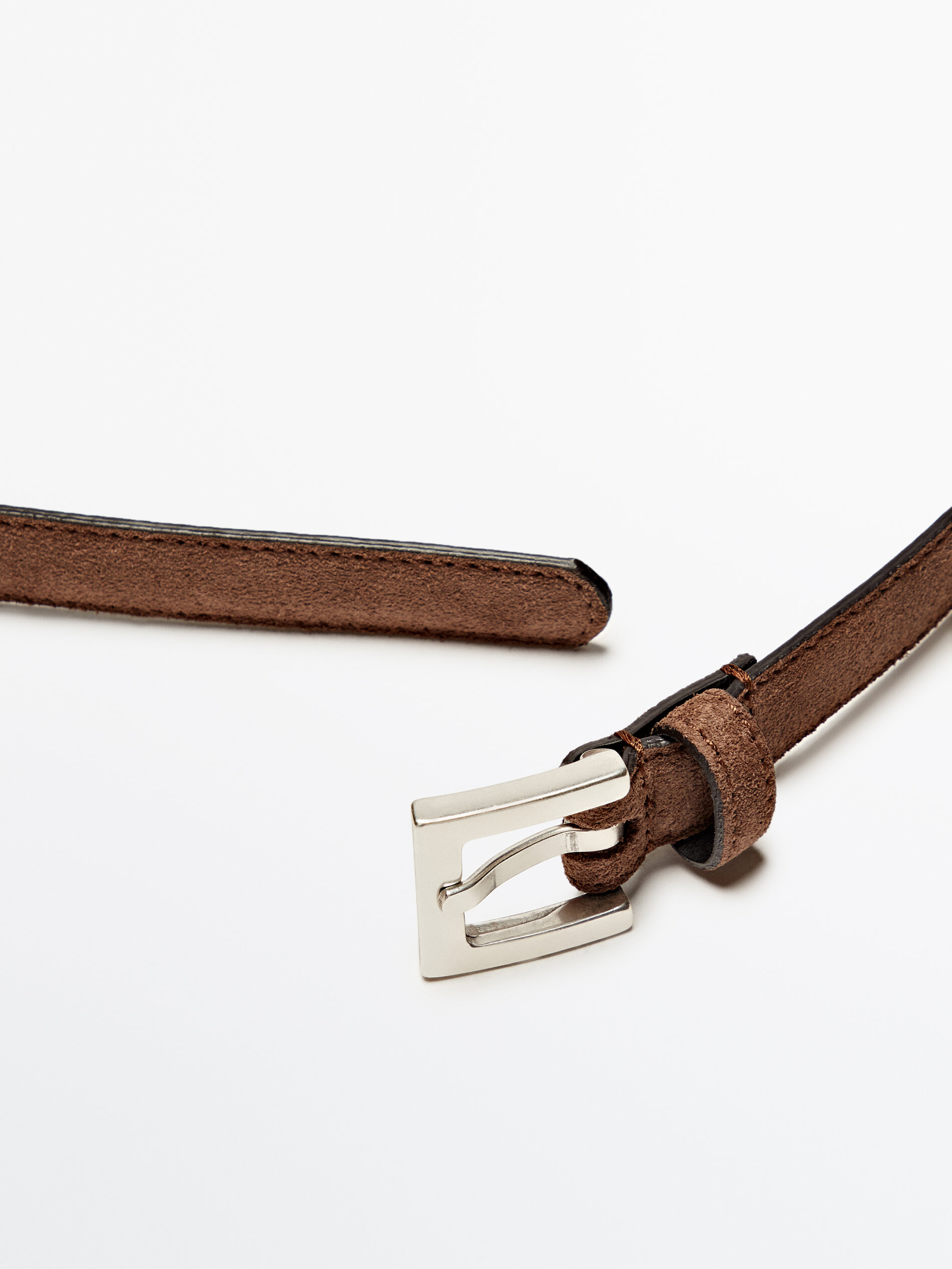 Cinturón fino serraje - GRIS