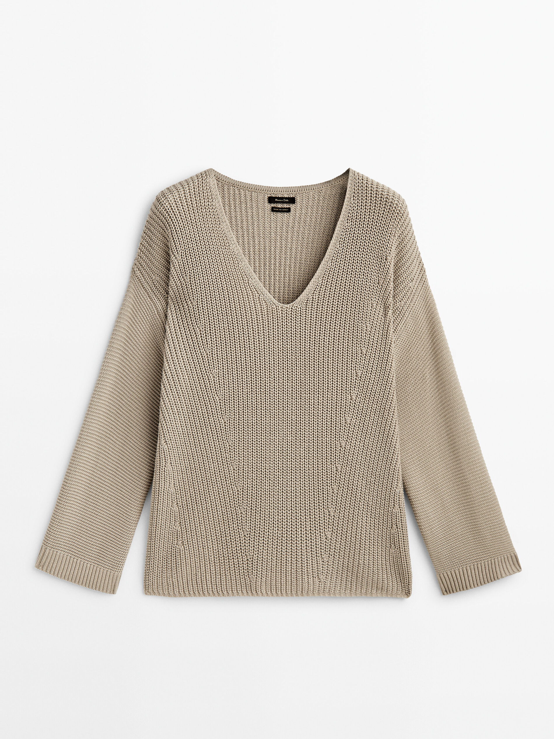 Jersey punto perlado detalle mangas - Piedra