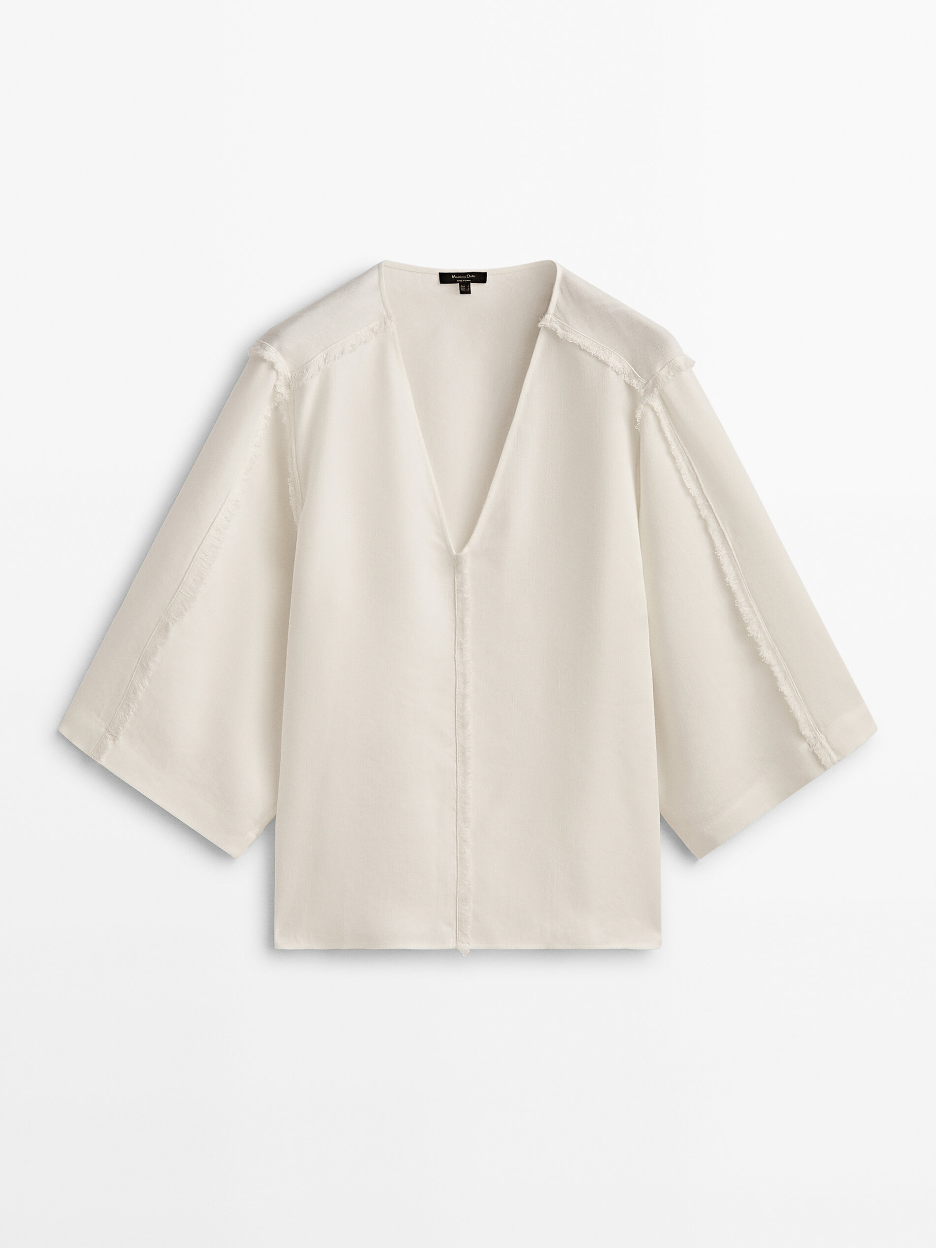 Blusa kimono detalle desflecado - CRUDO