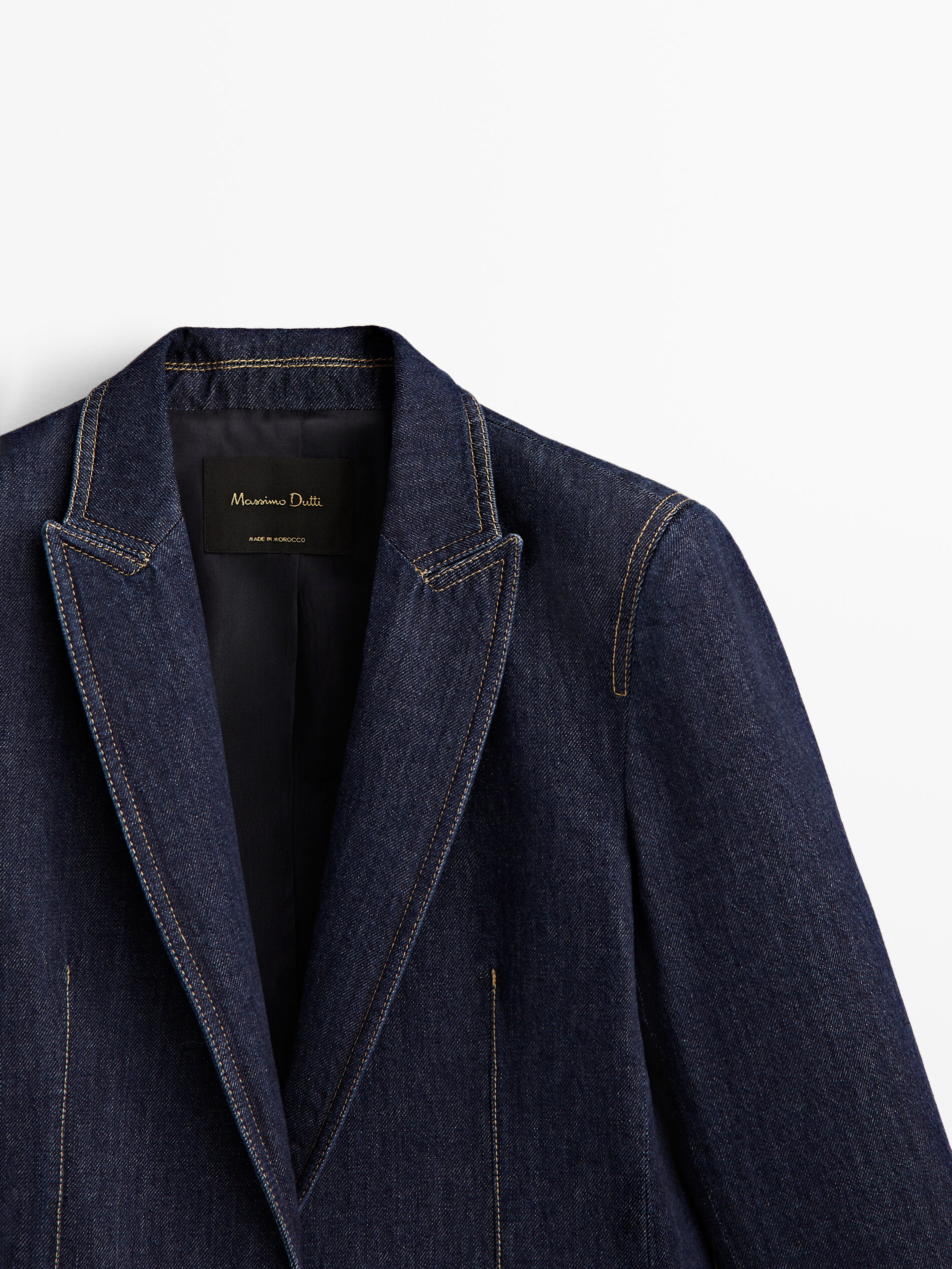 Americana denim un botón - AZUL MEDIO