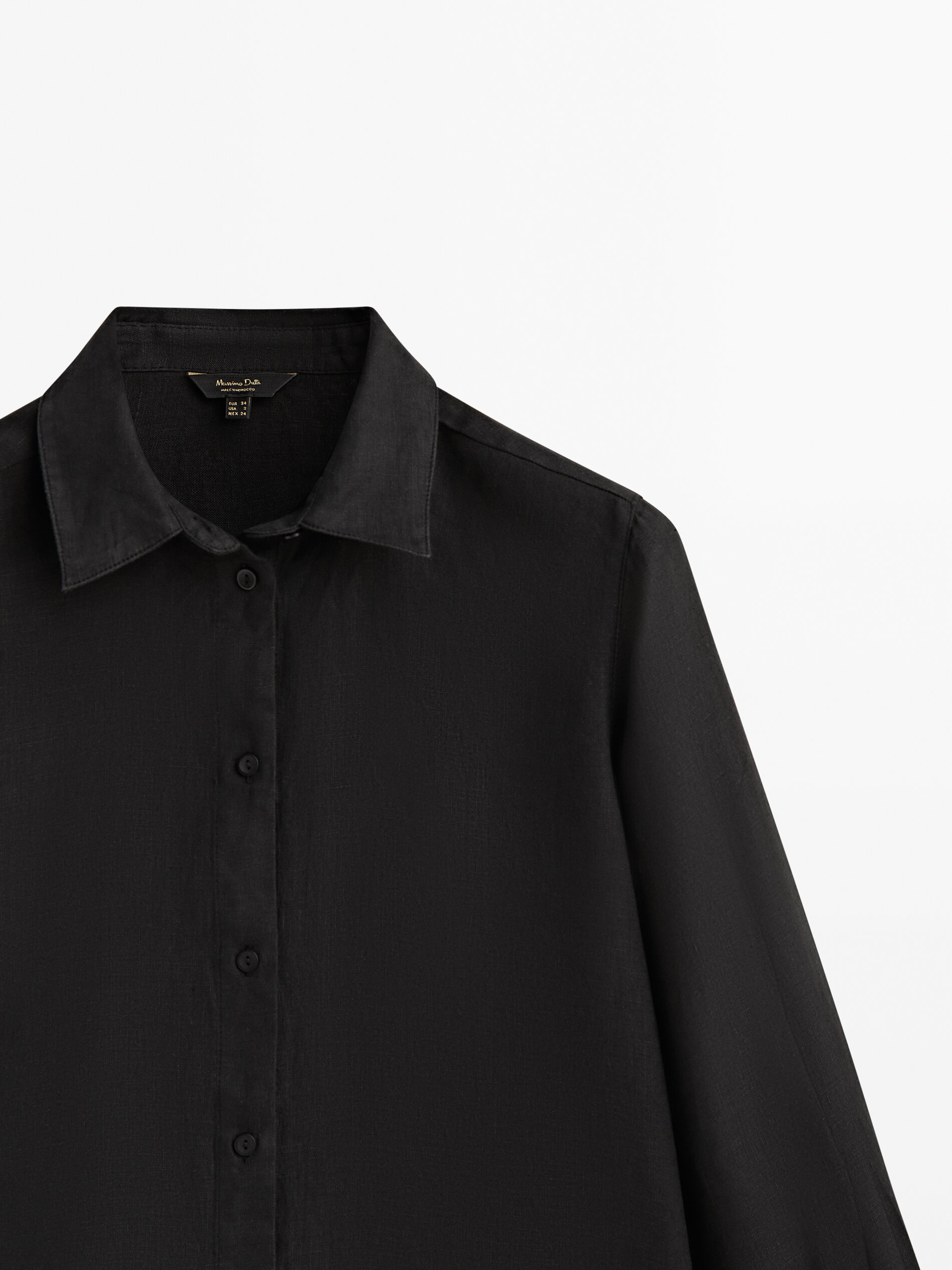 Camisa 100% lino - NEGRO