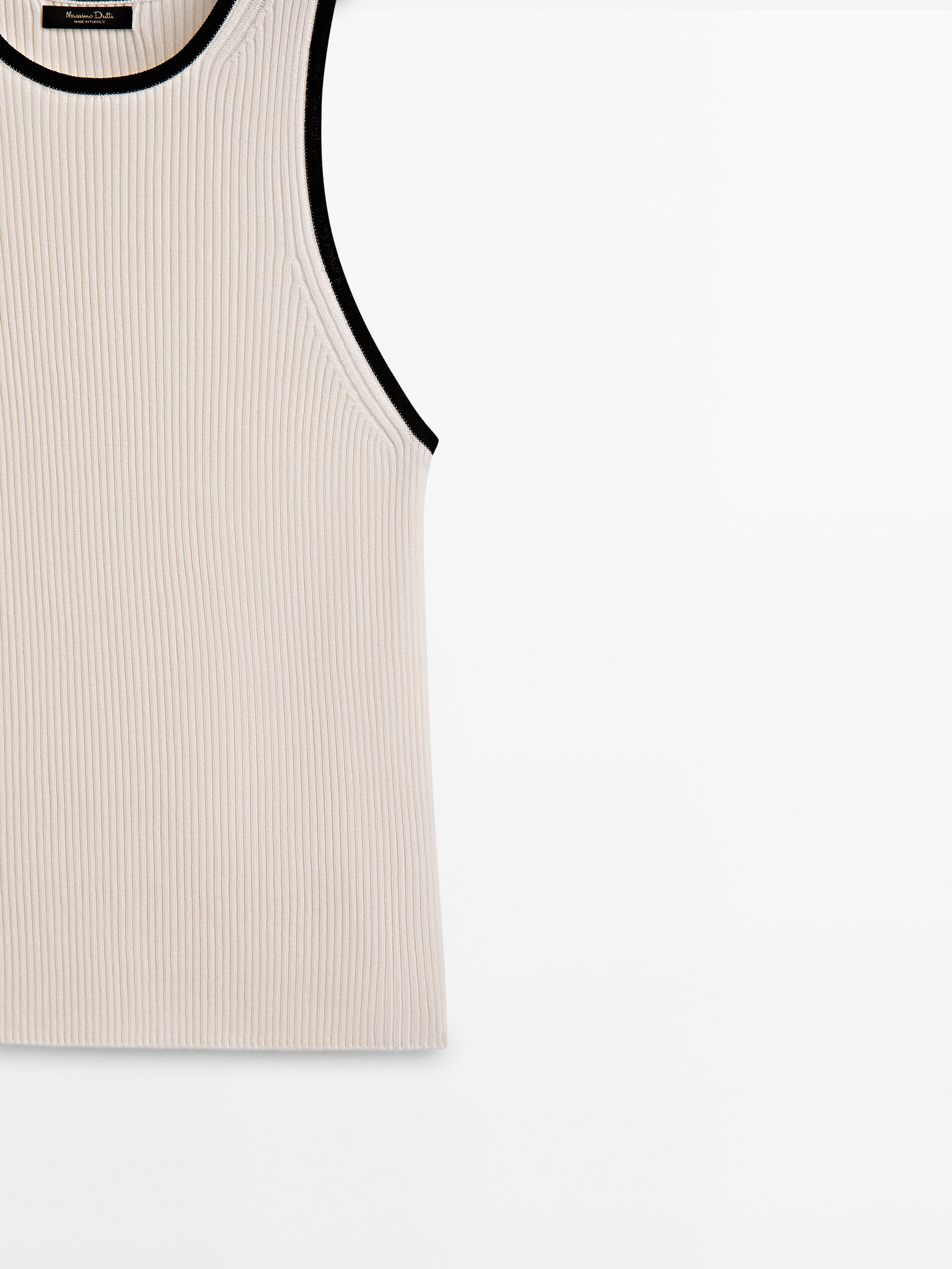 Top punto canalé contraste - CRUDO