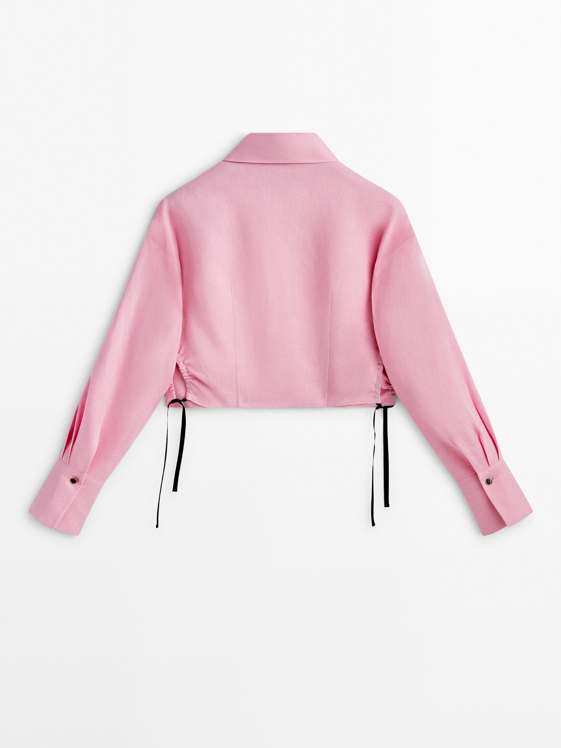 Camisa crop lino -Studio - ROSA