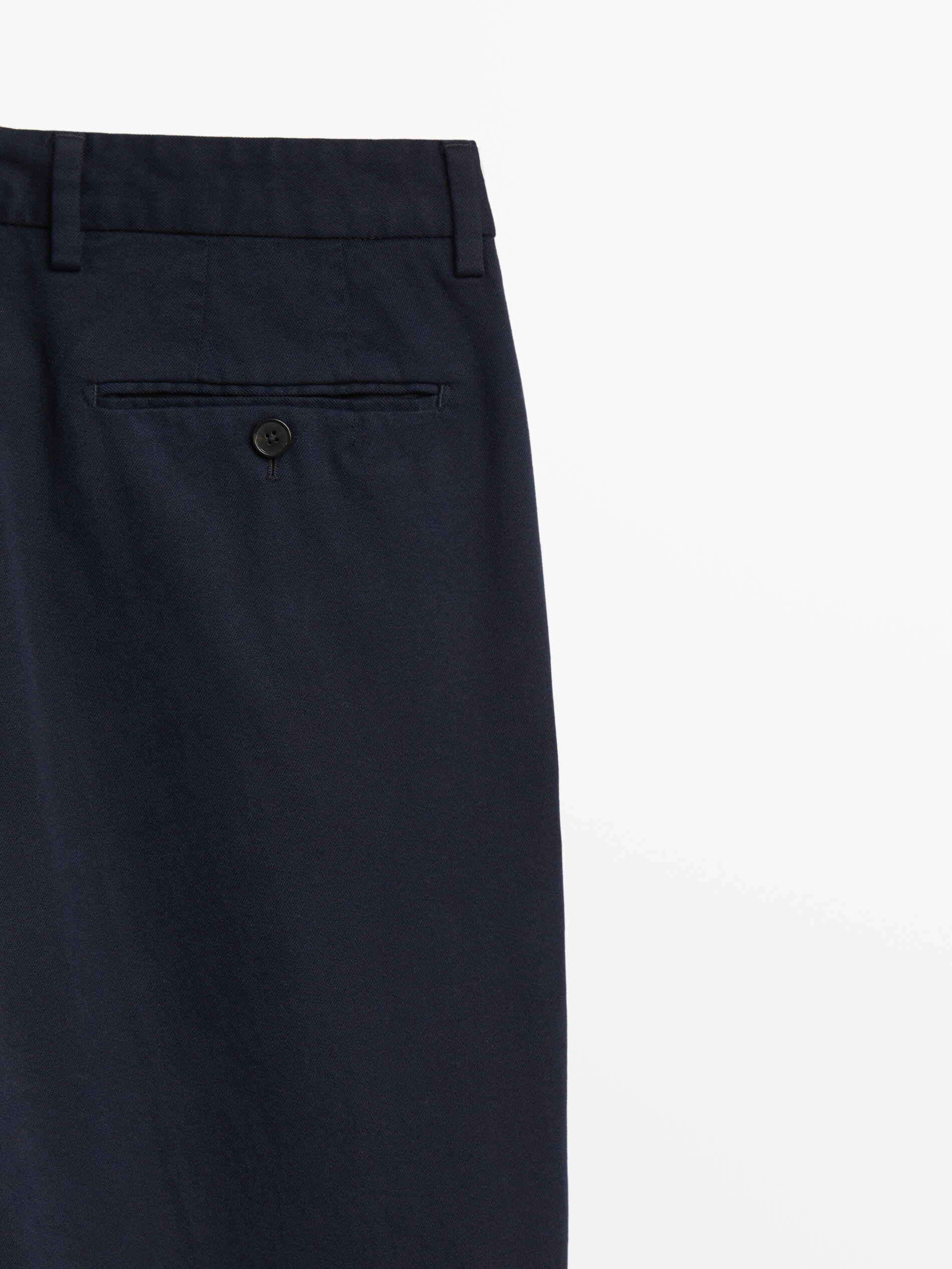 Pantalón chino tintado mezcla algodón cashmere - AZUL MARINO