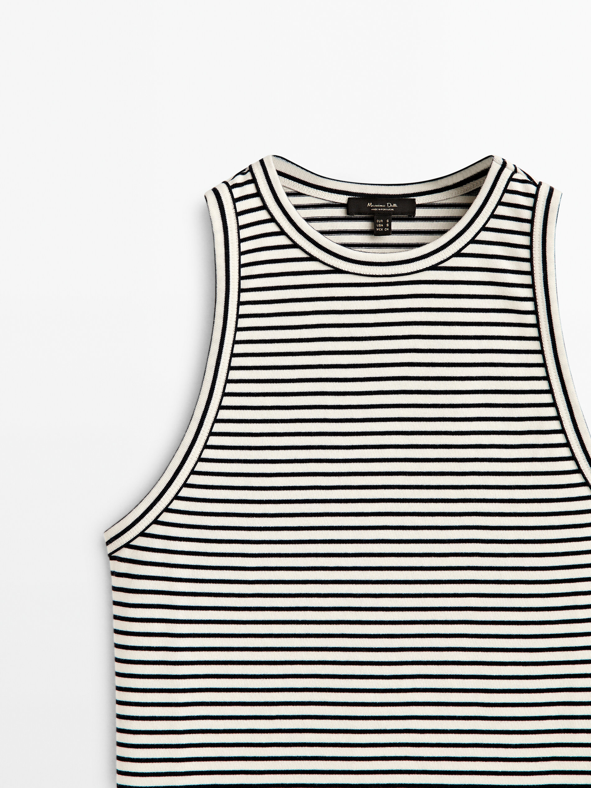 Camiseta rayas algodón sin mangas - CRUDO