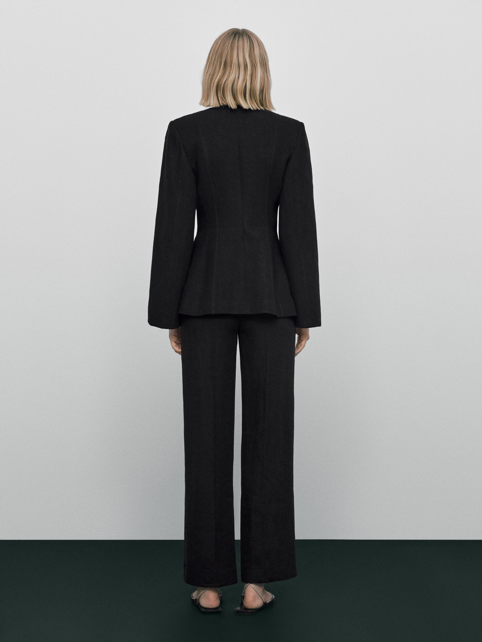 Pantalón traje lino costuras Limited edition - NEGRO