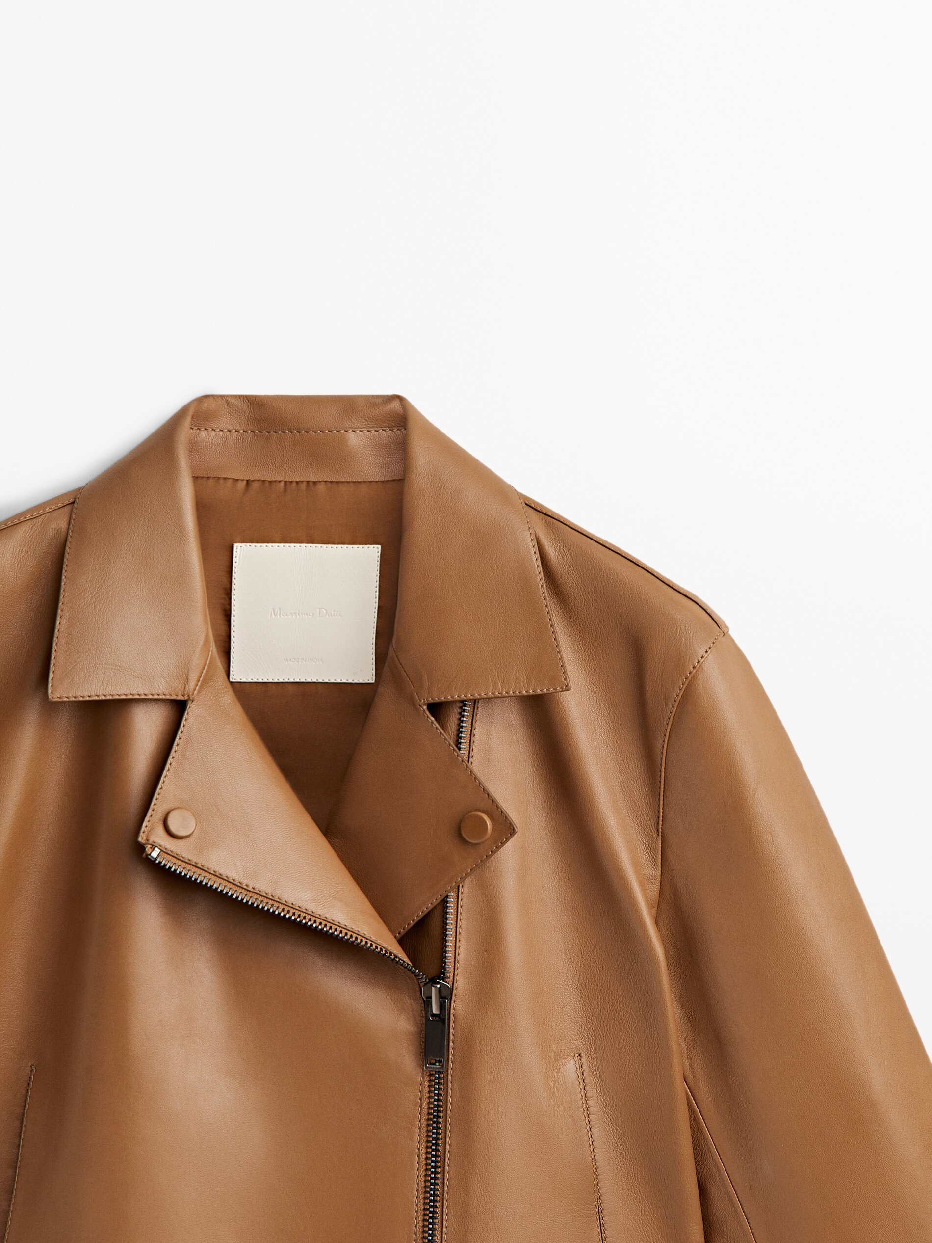 Chaqueta biker piel napa cantos lujados - CUERO